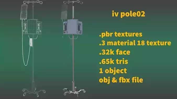 iv pole 02 Low poly 3D model