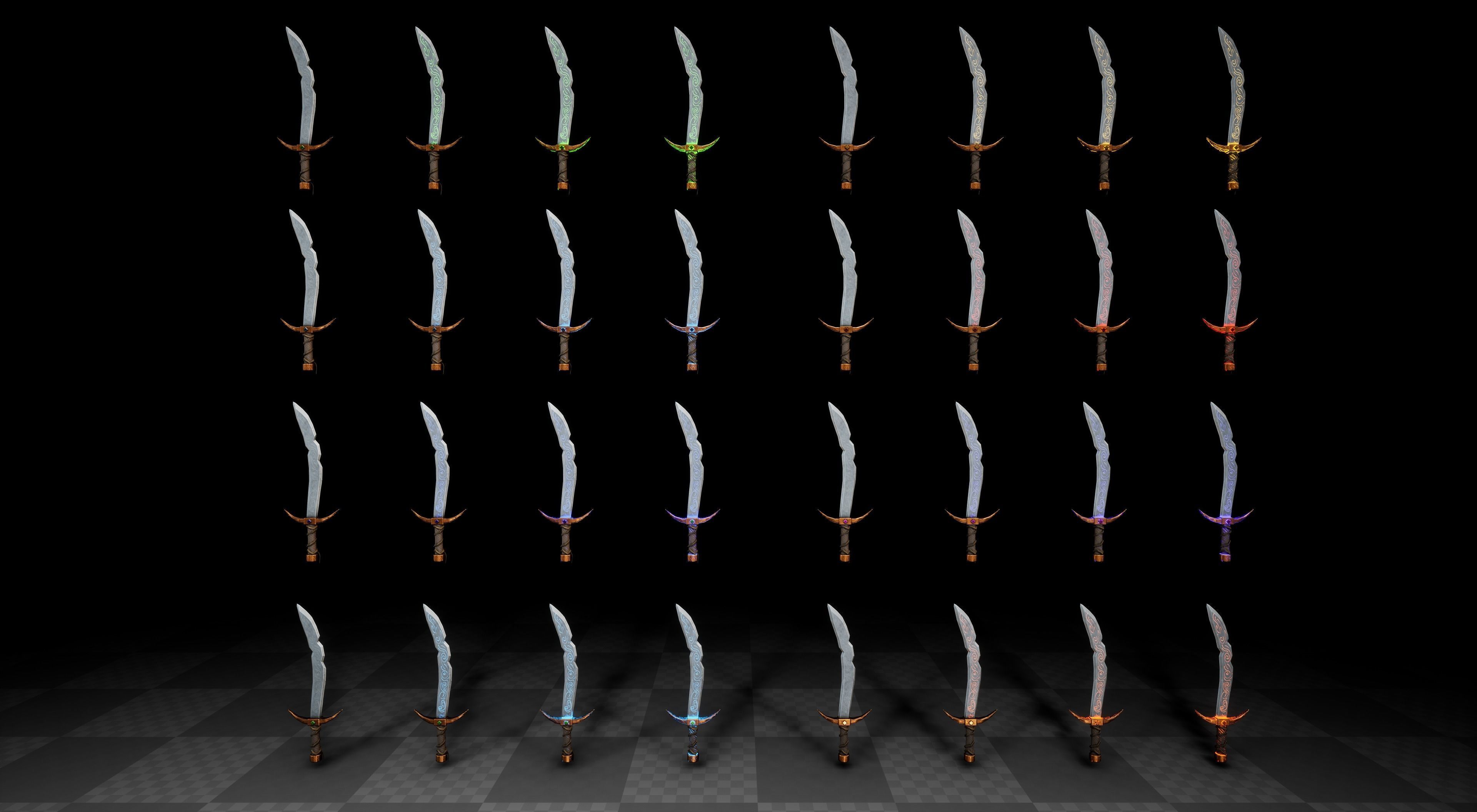 Stylized PBR Falchion Sword V2 Low-poly 3D model_6