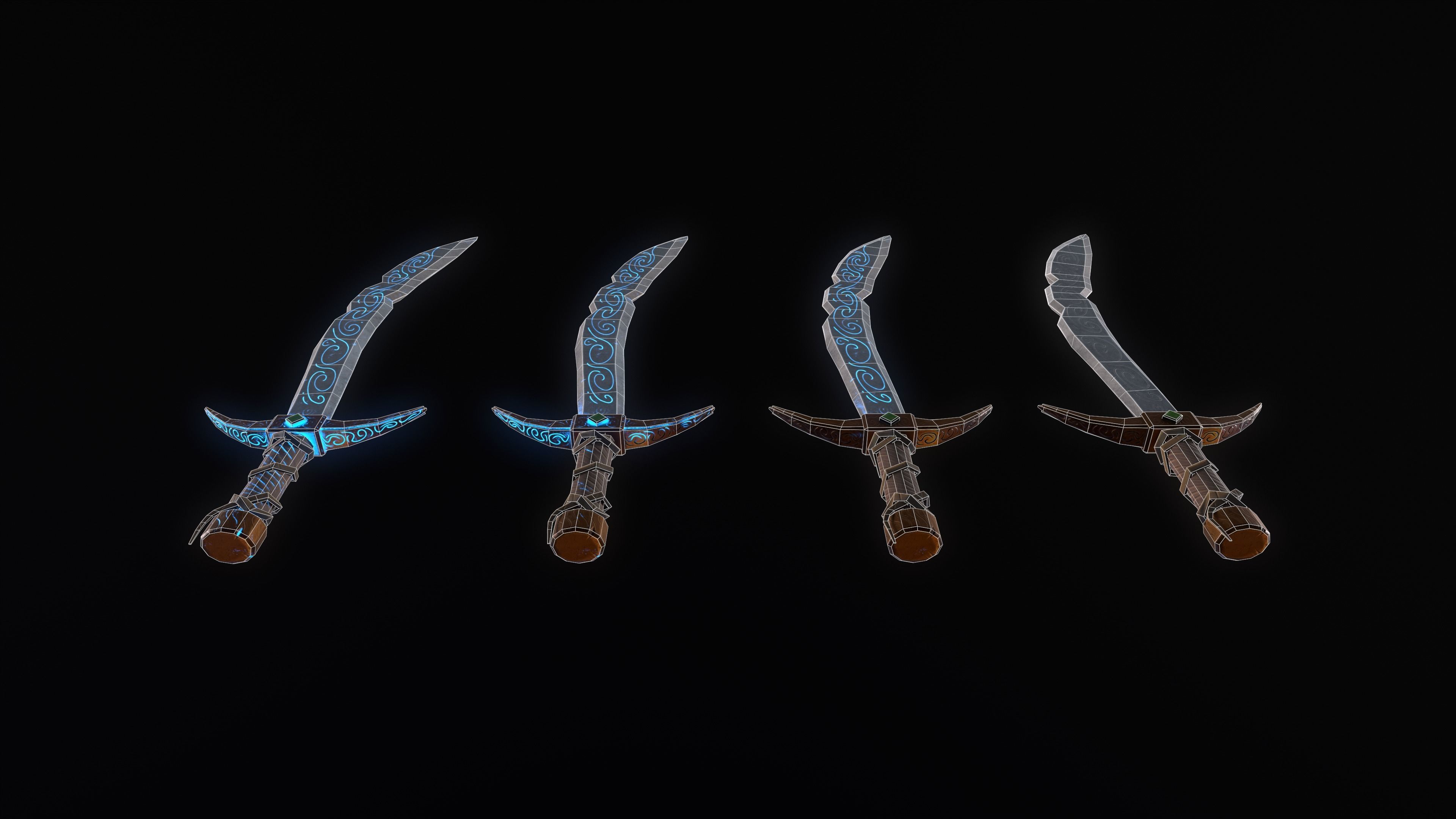 Stylized PBR Falchion Sword V2 Low-poly 3D model_31