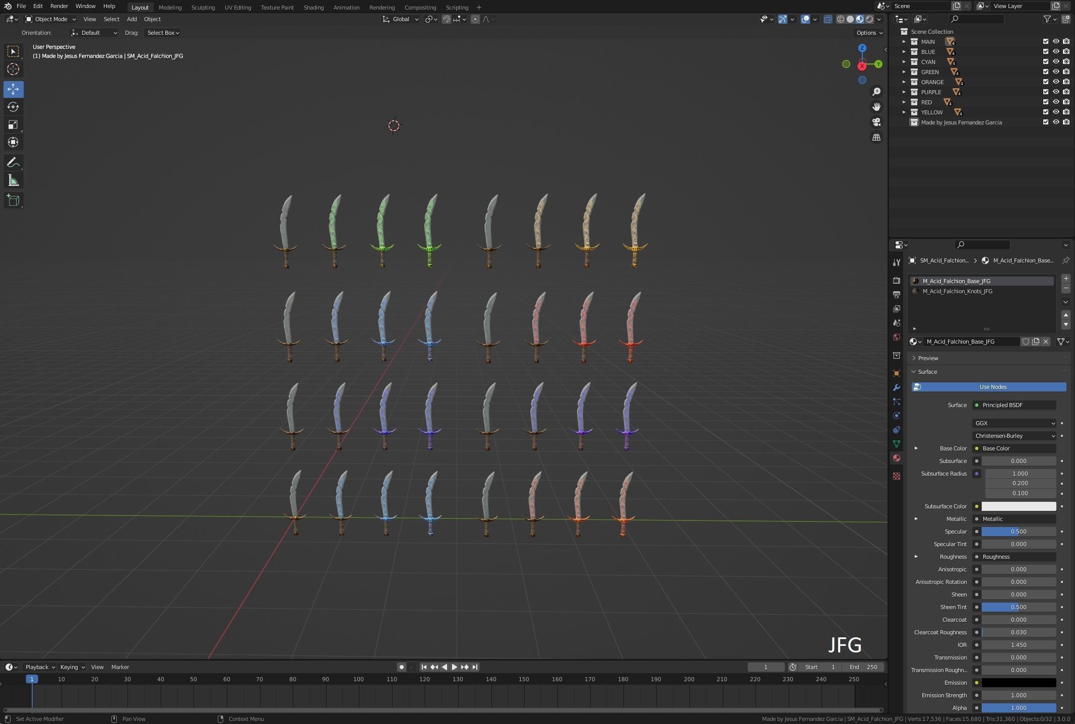 Stylized PBR Falchion Sword V2 Low-poly 3D model_4