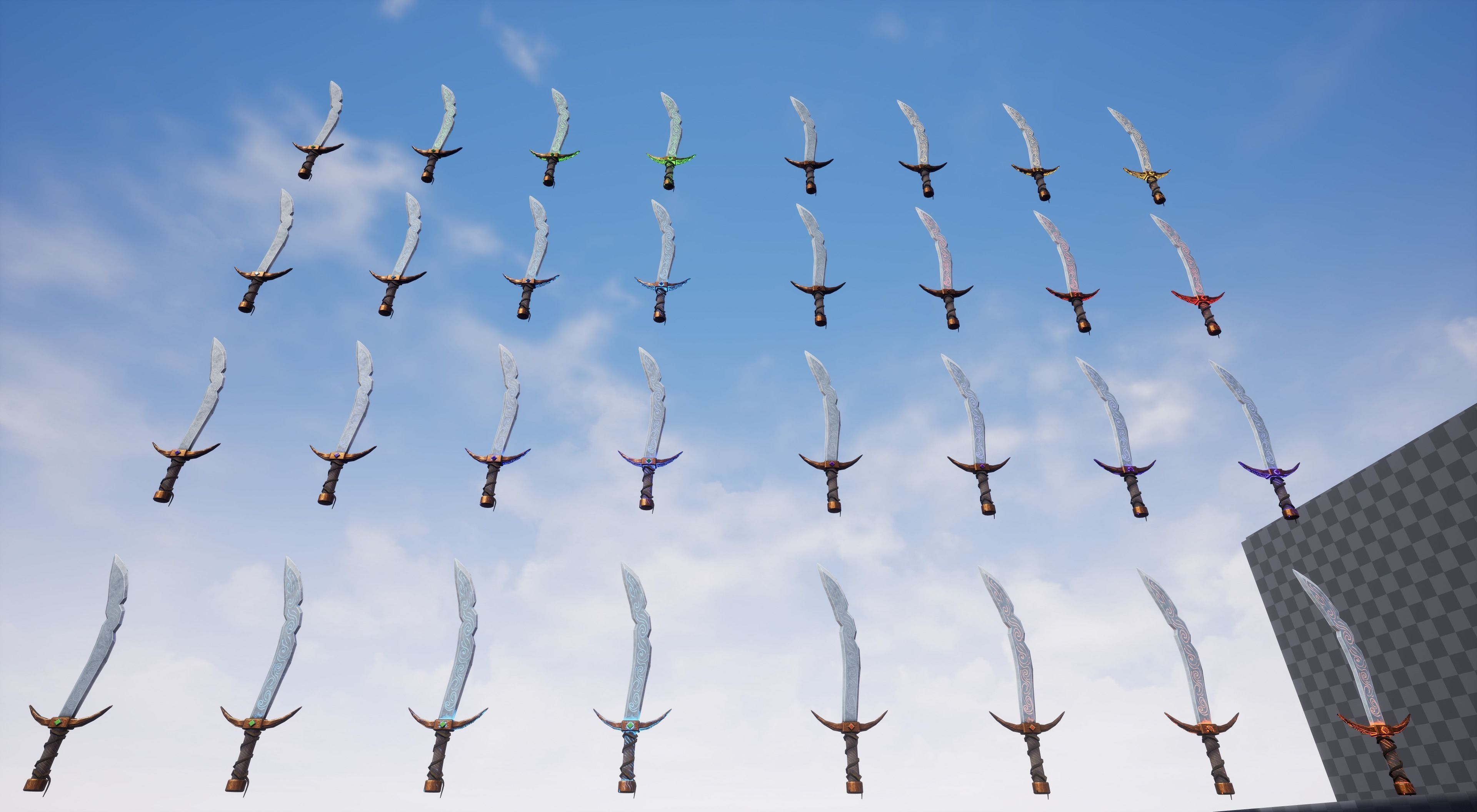 Stylized PBR Falchion Sword V2 Low-poly 3D model_18