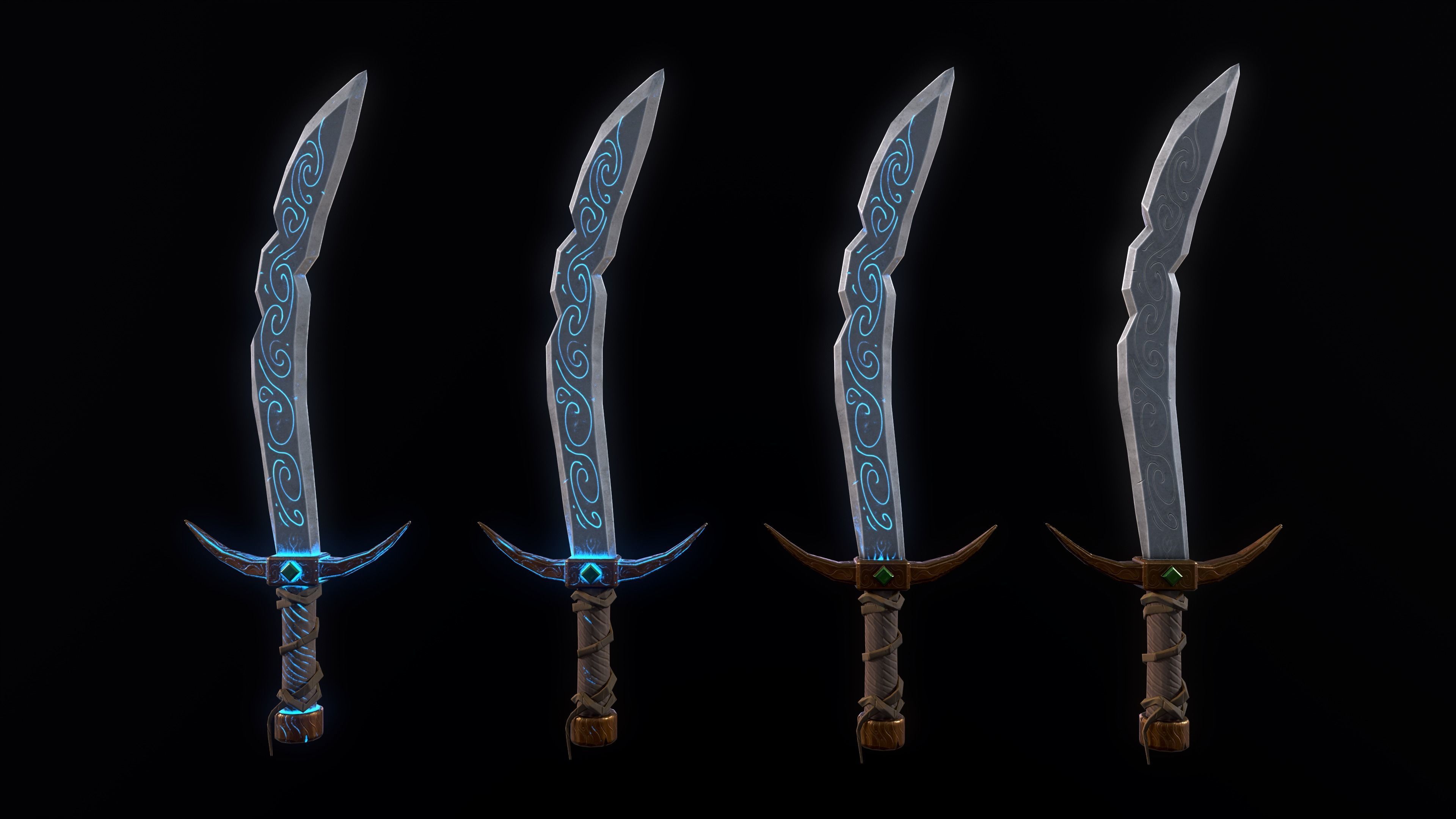Stylized PBR Falchion Sword V2 Low-poly 3D model_28