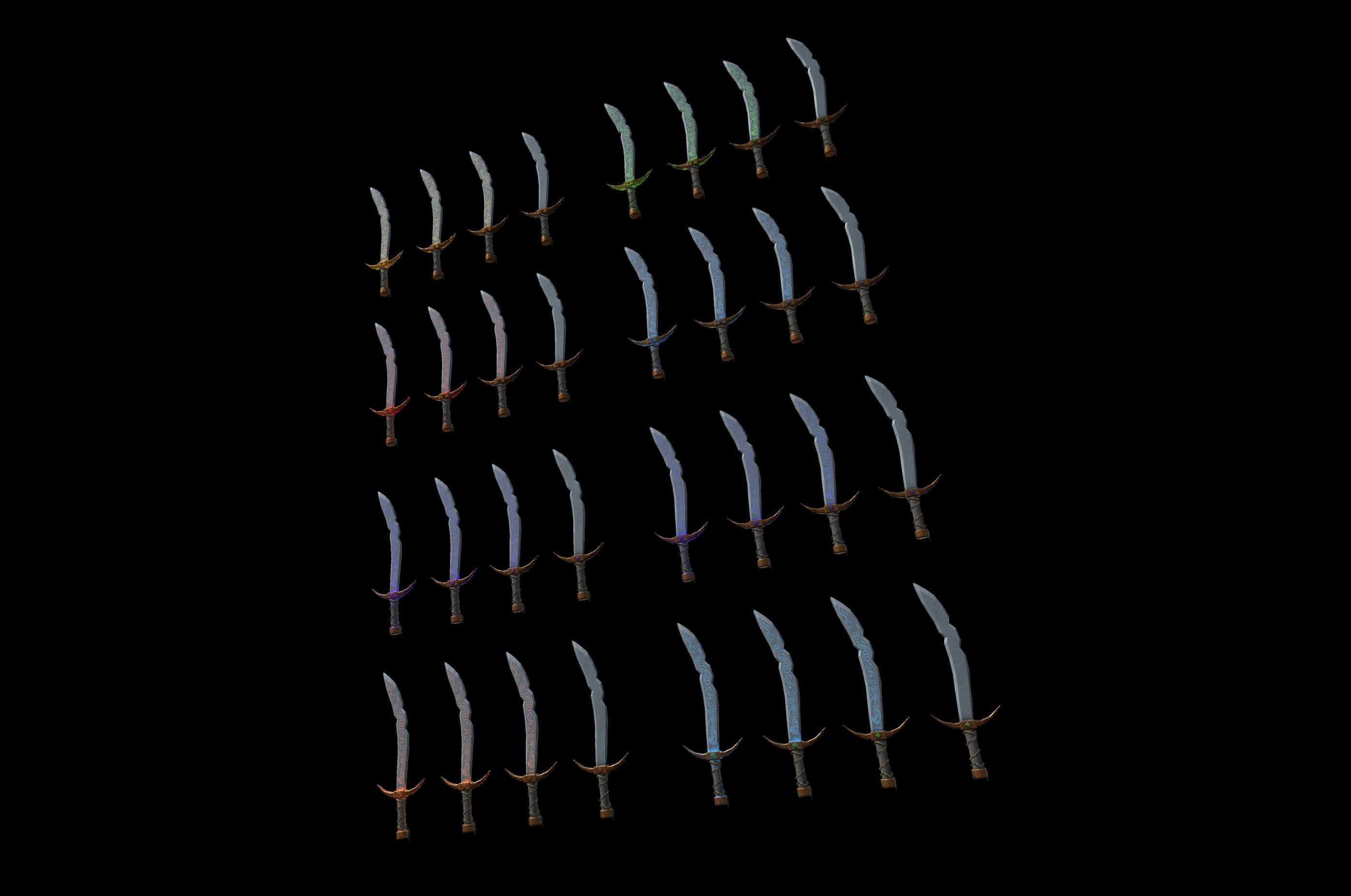 Stylized PBR Falchion Sword V2 Low-poly 3D model_23