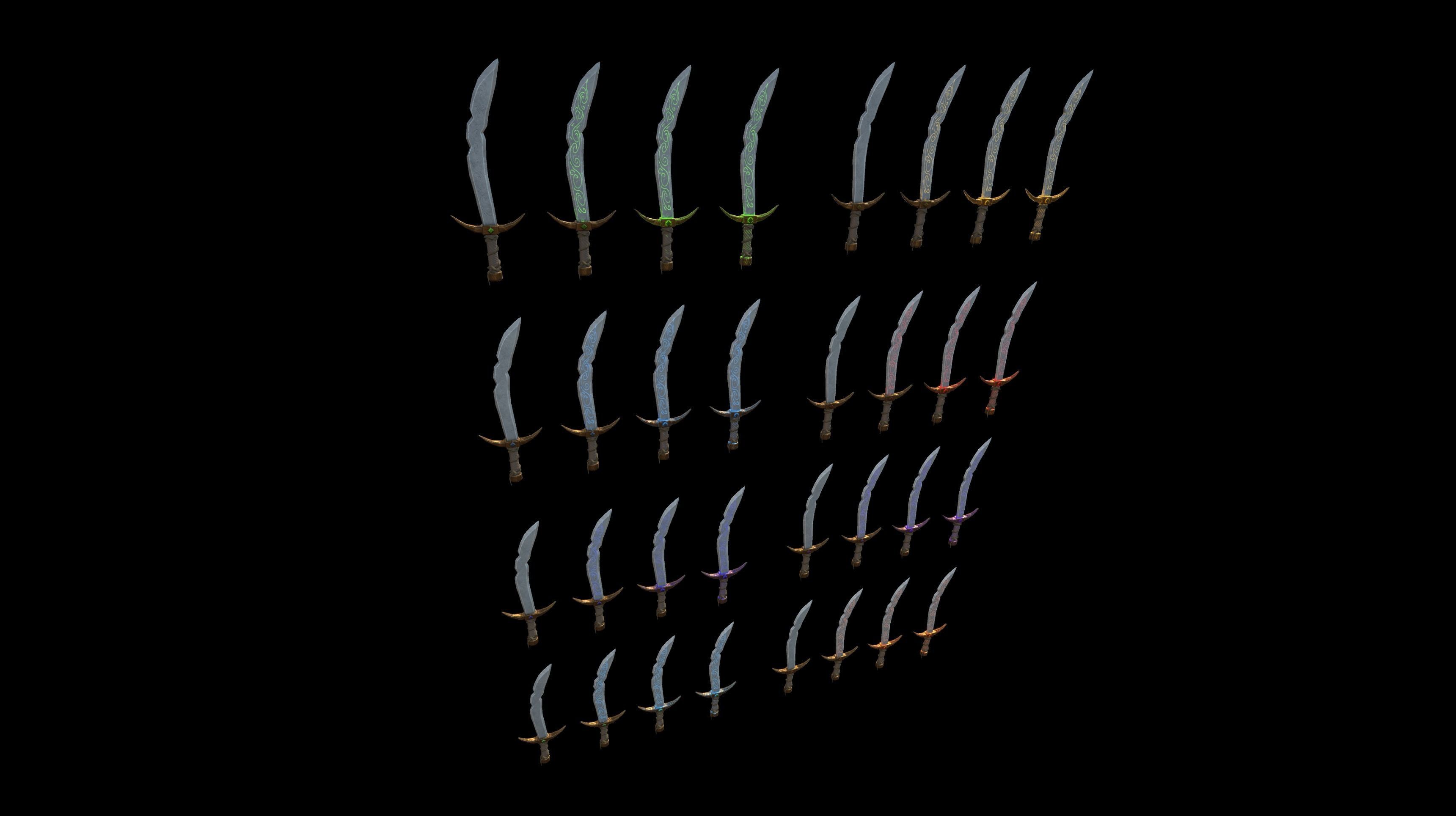 Stylized PBR Falchion Sword V2 Low-poly 3D model_22