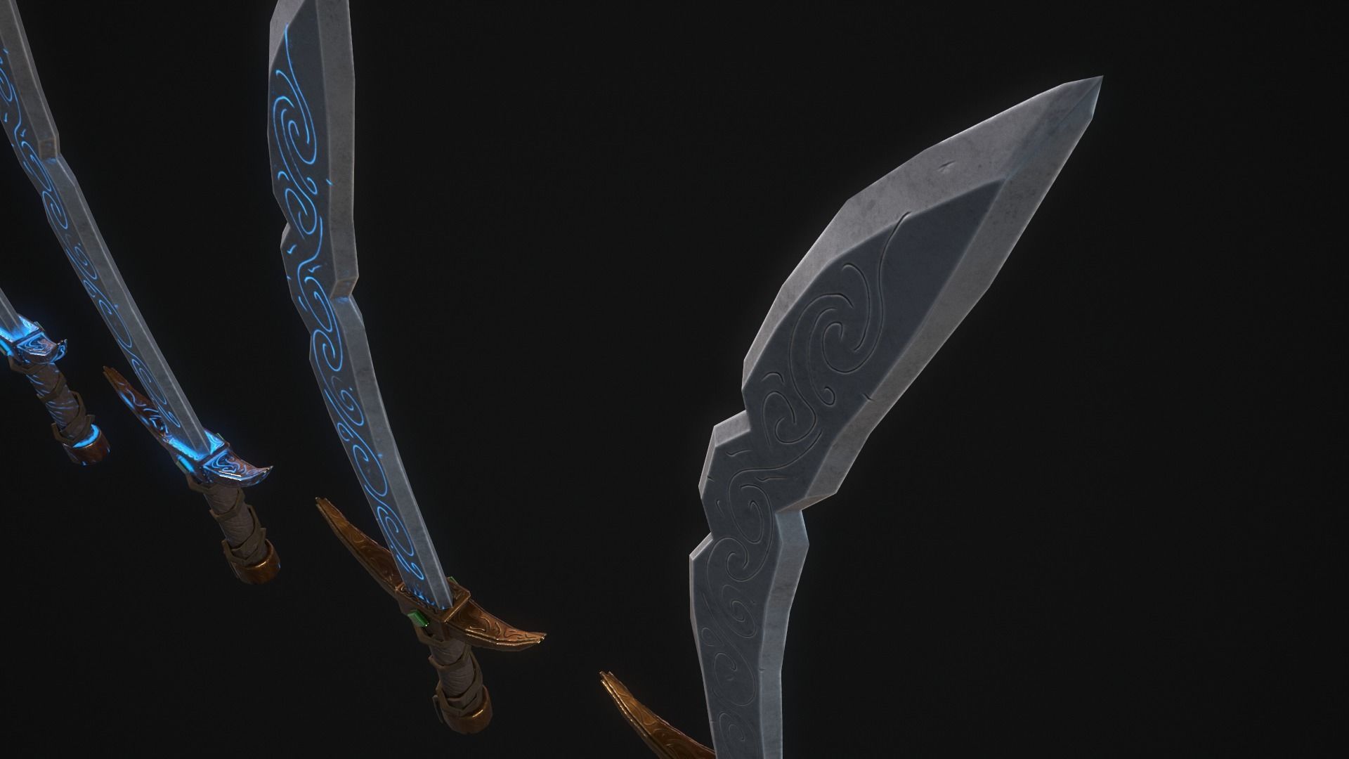 Stylized PBR Falchion Sword V2 Low-poly 3D model_38