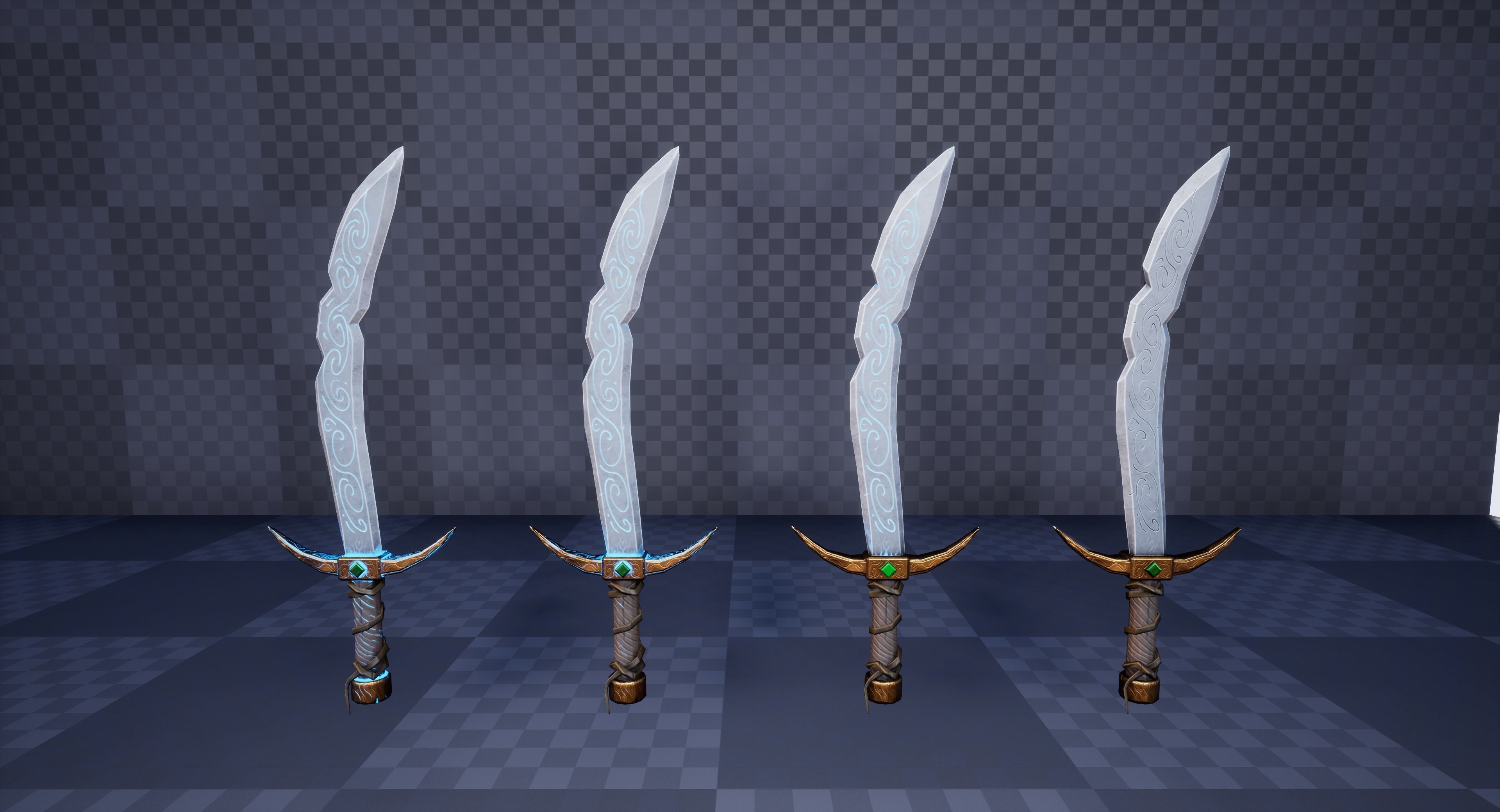 Stylized PBR Falchion Sword V2 Low-poly 3D model_33