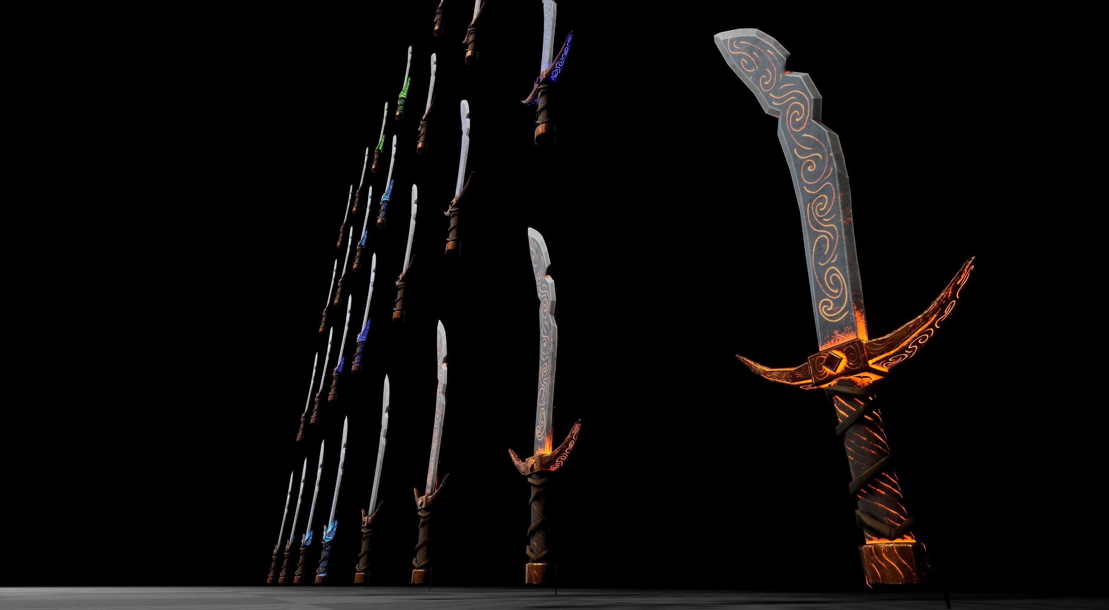 Stylized PBR Falchion Sword V2 Low-poly 3D model_11