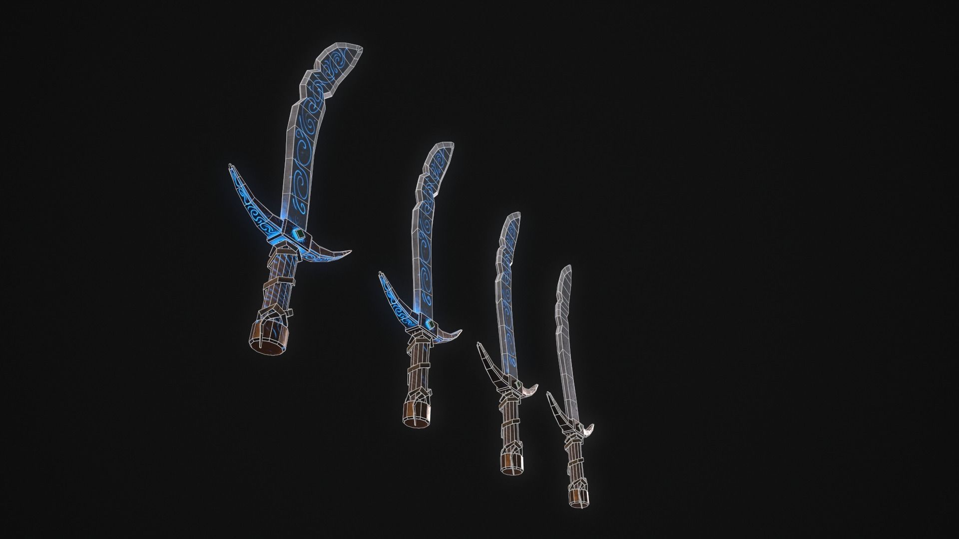 Stylized PBR Falchion Sword V2 Low-poly 3D model_37