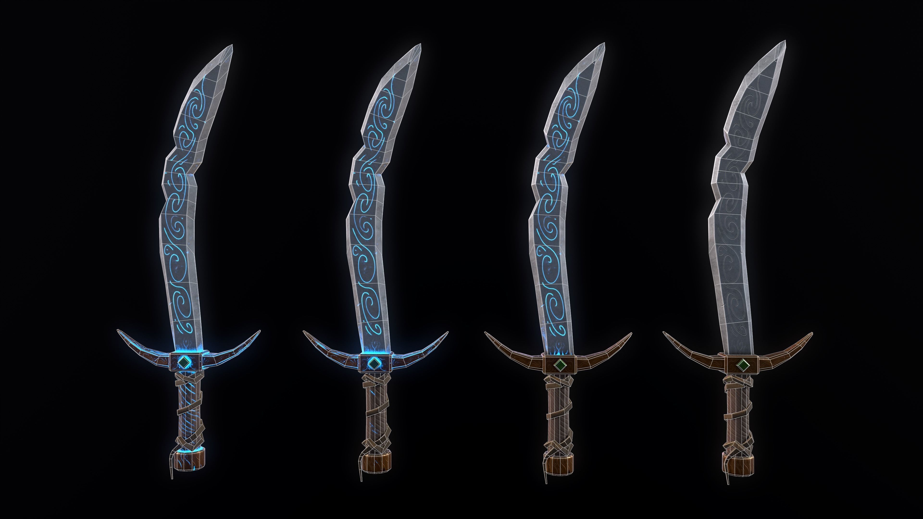 Stylized PBR Falchion Sword V2 Low-poly 3D model_29