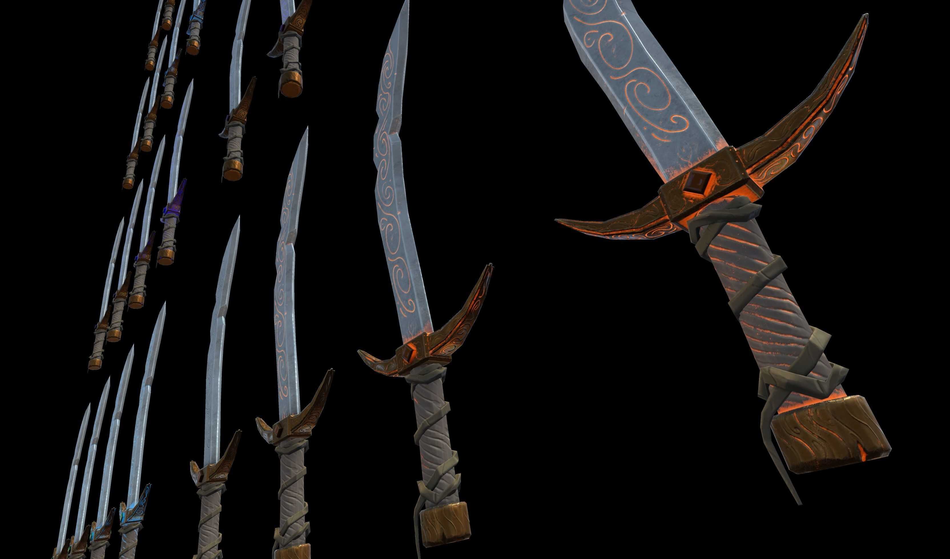 Stylized PBR Falchion Sword V2 Low-poly 3D model_25