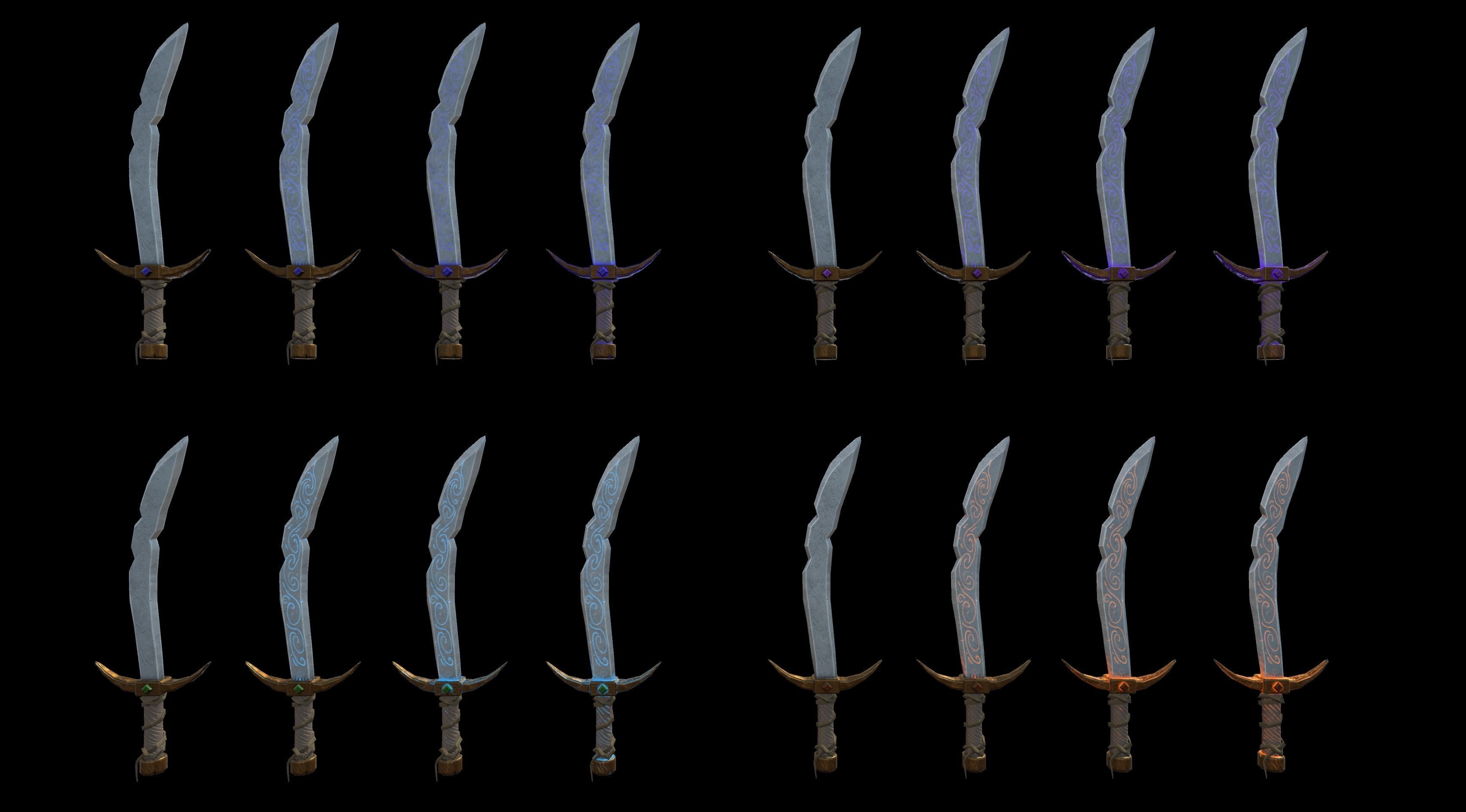 Stylized PBR Falchion Sword V2 Low-poly 3D model_27