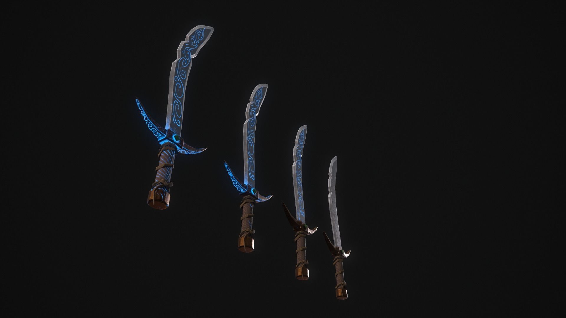 Stylized PBR Falchion Sword V2 Low-poly 3D model_36