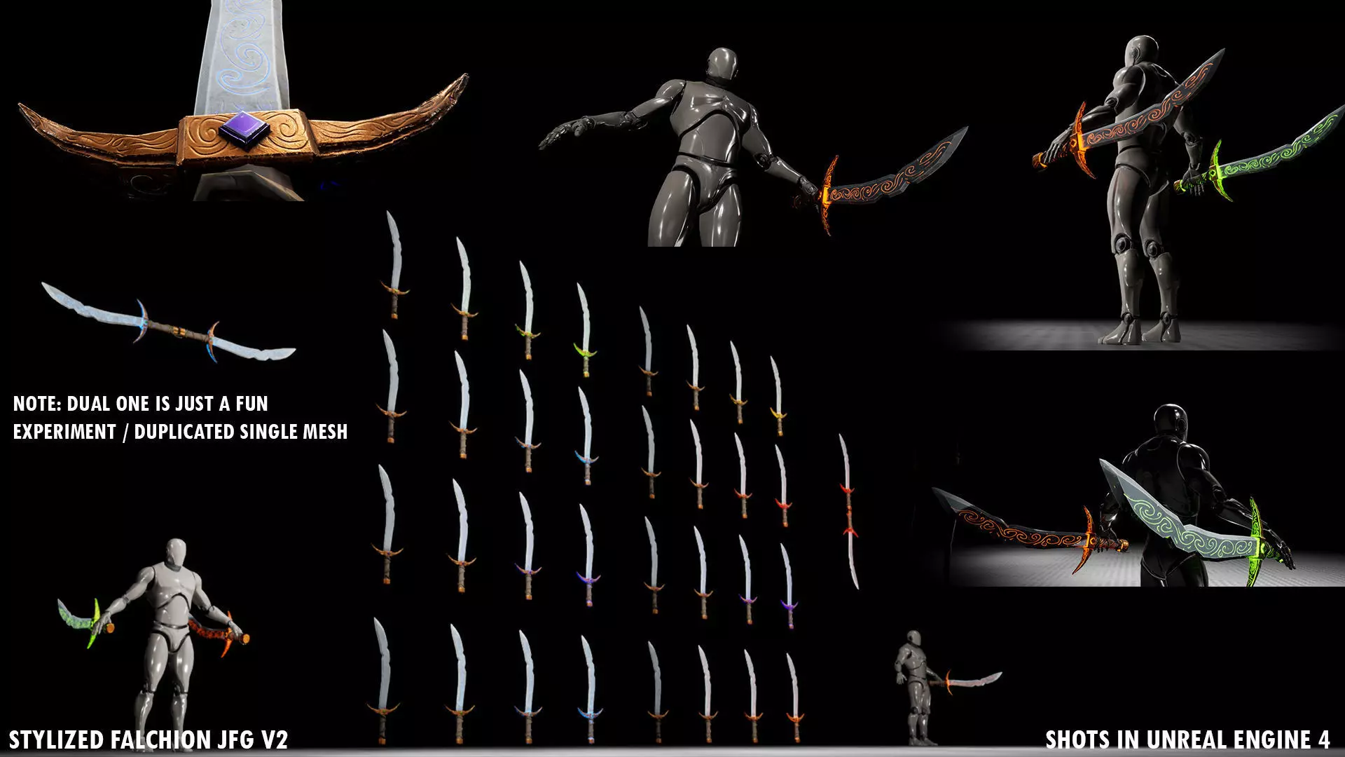 Stylized PBR Falchion Sword V2 Low-poly 3D model_3