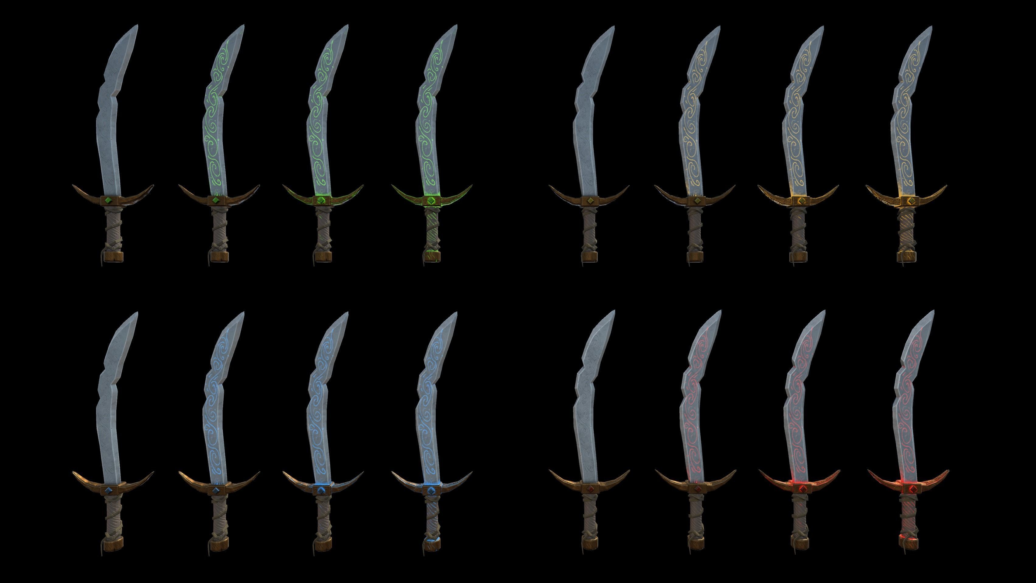 Stylized PBR Falchion Sword V2 Low-poly 3D model_24