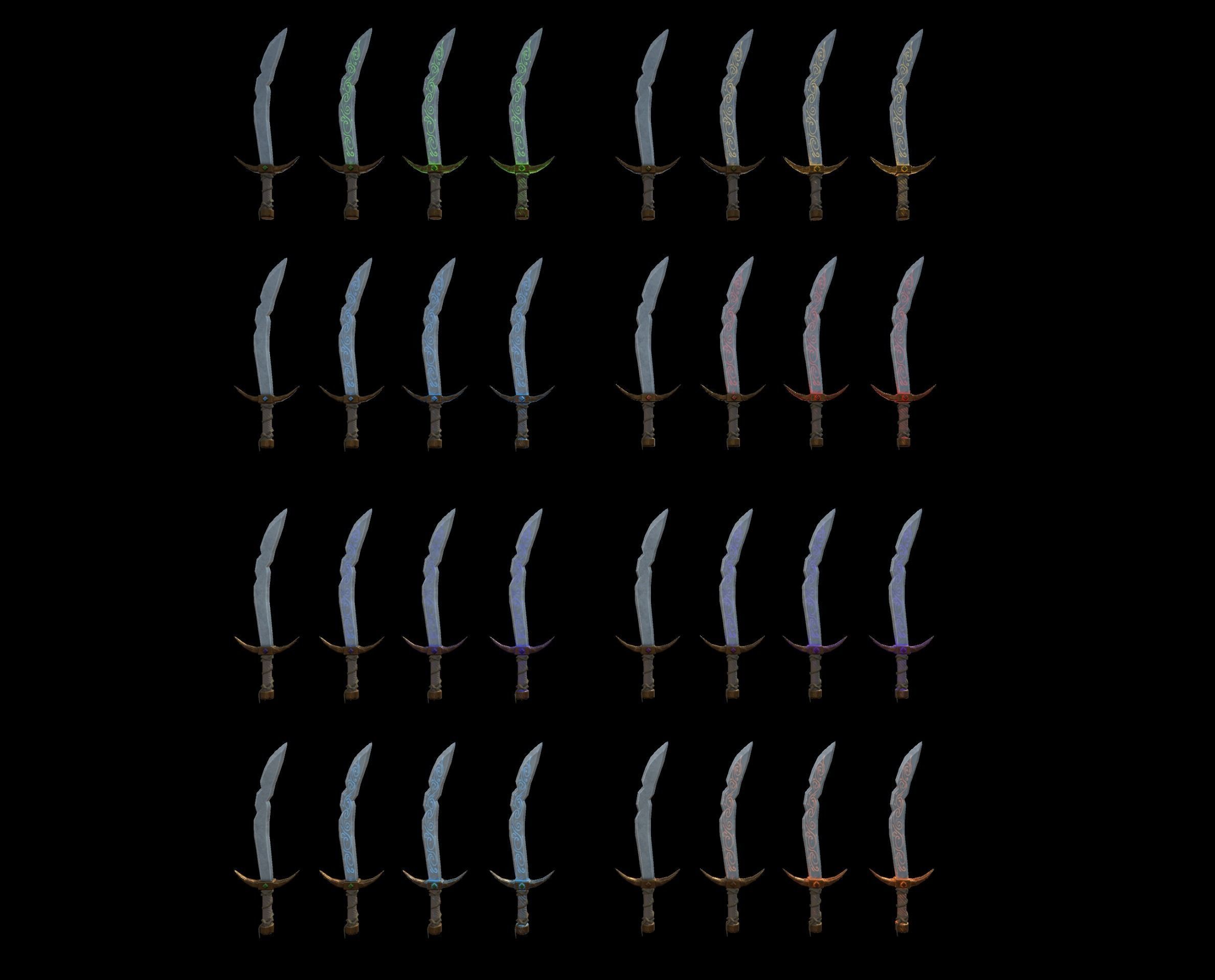 Stylized PBR Falchion Sword V2 Low-poly 3D model_7