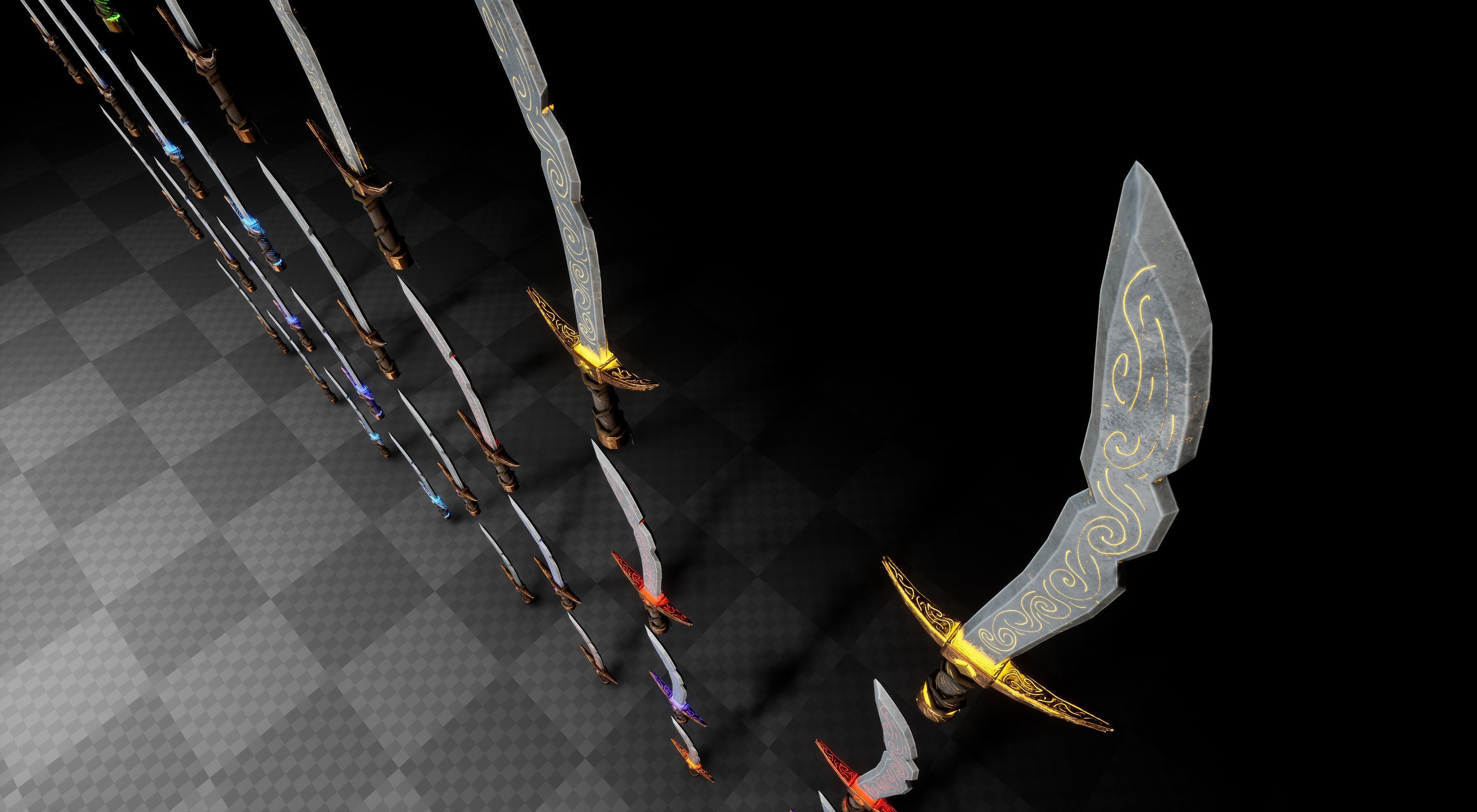 Stylized PBR Falchion Sword V2 Low-poly 3D model_13