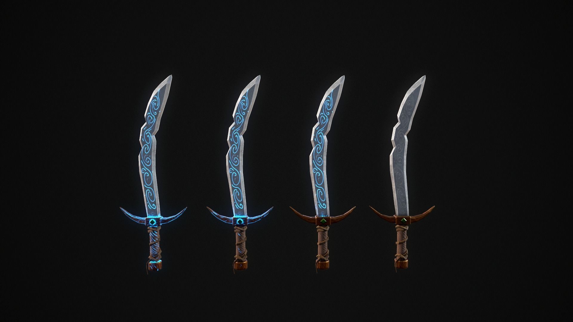 Stylized PBR Falchion Sword V2 Low-poly 3D model_32