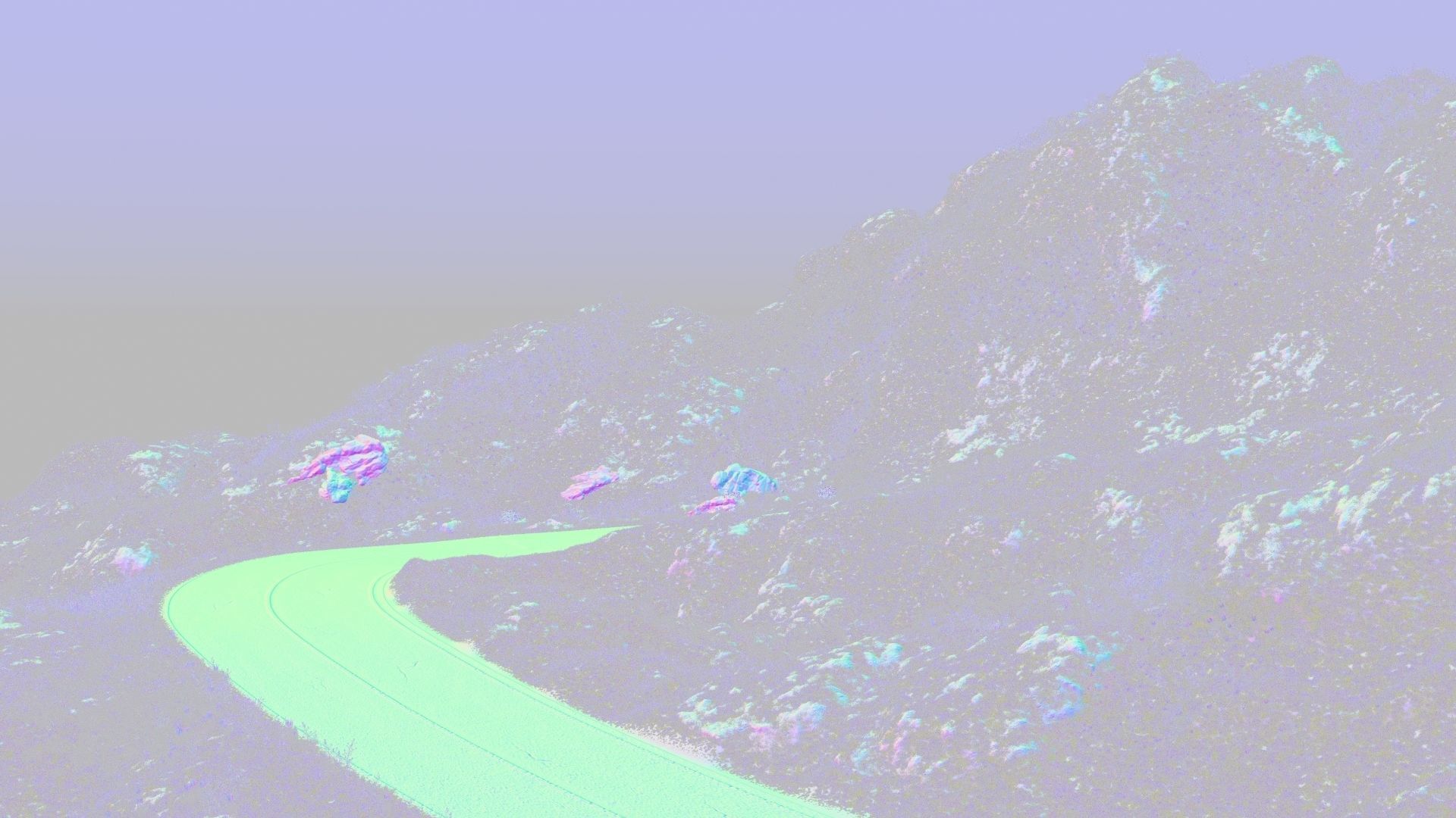 Wild mountain highway bend 3D model_1