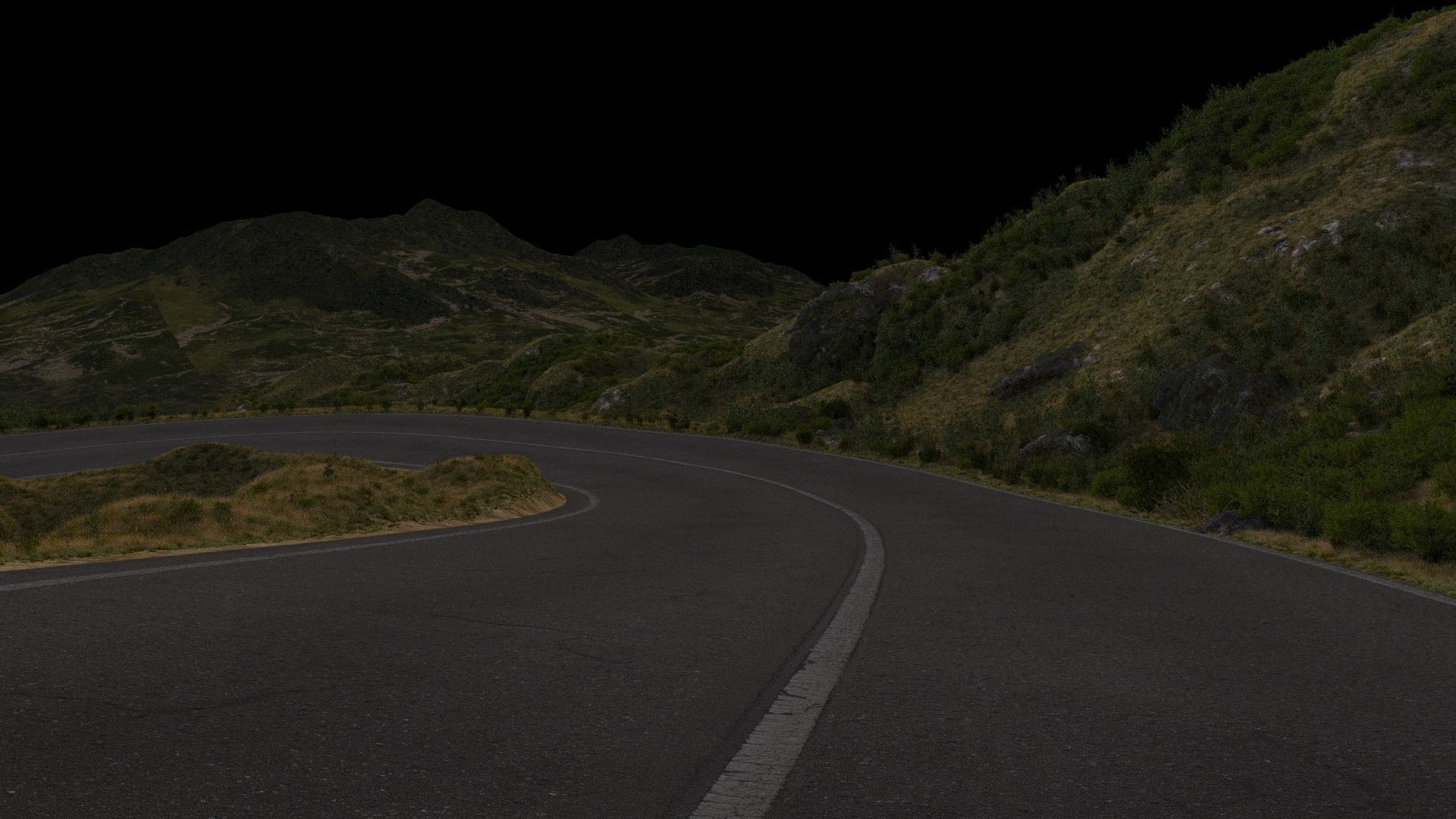 Wild mountain highway bend 3D model_10