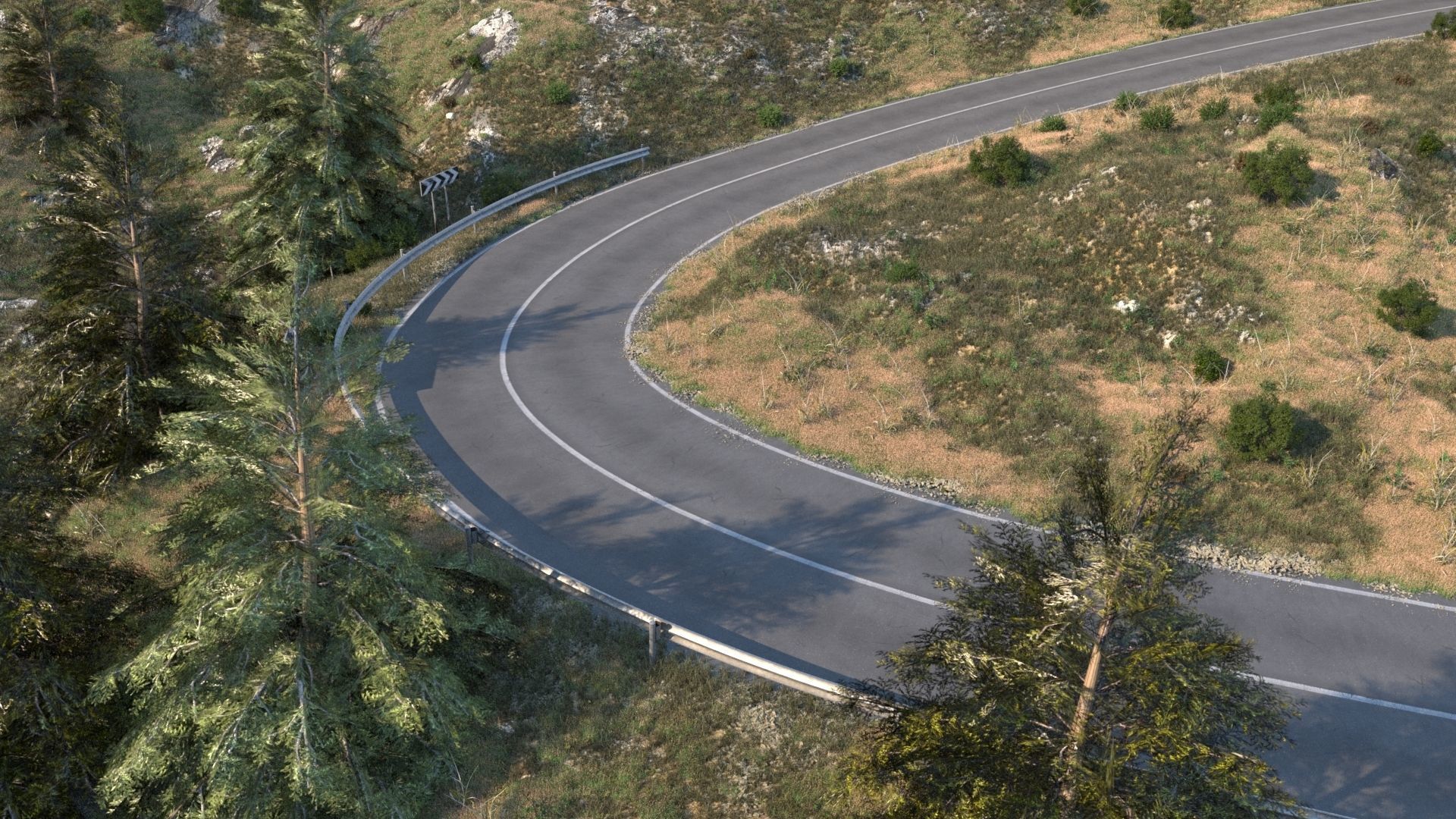 Field uphill highway 3D model_4