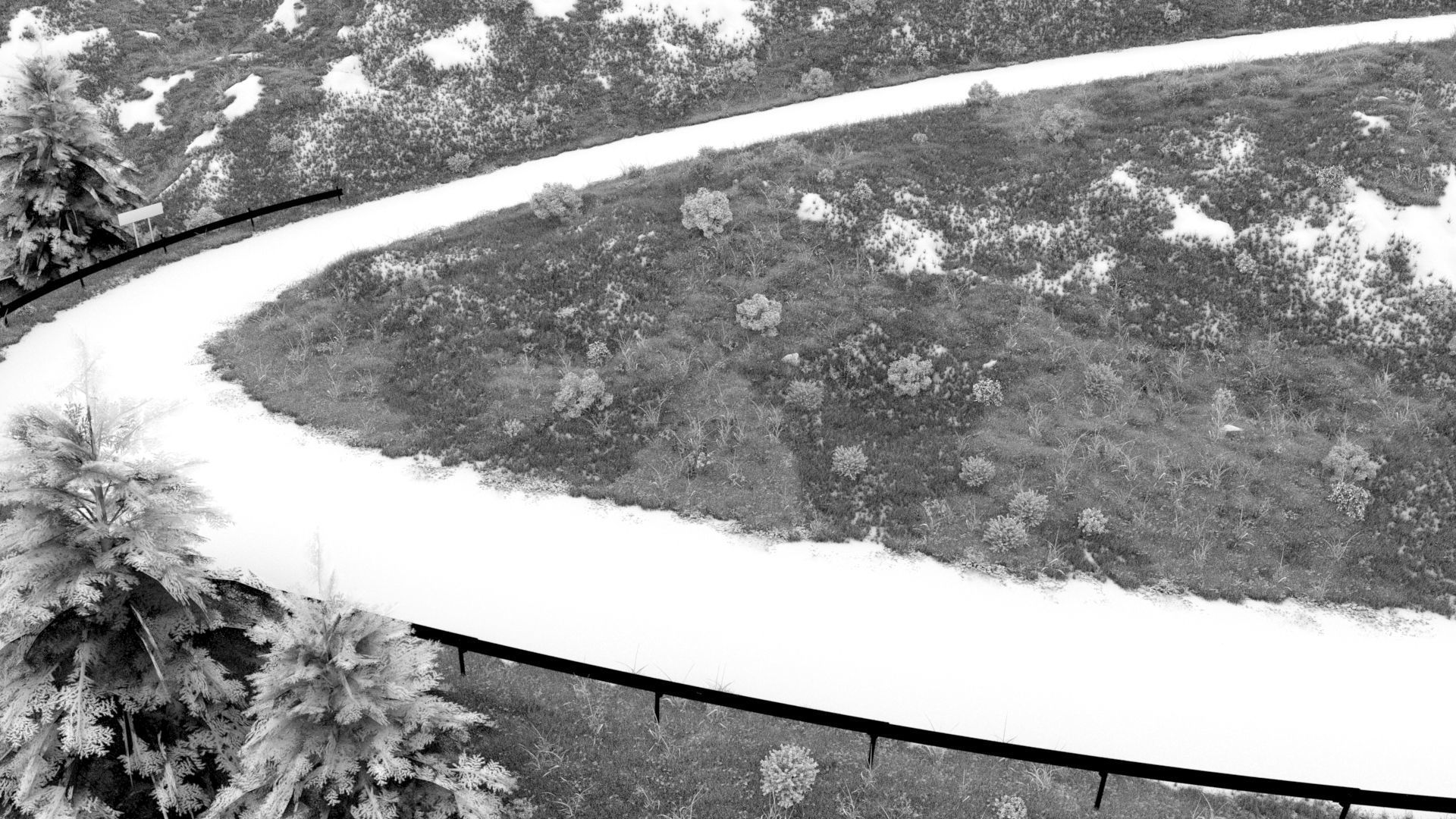 Field uphill highway 3D model_2