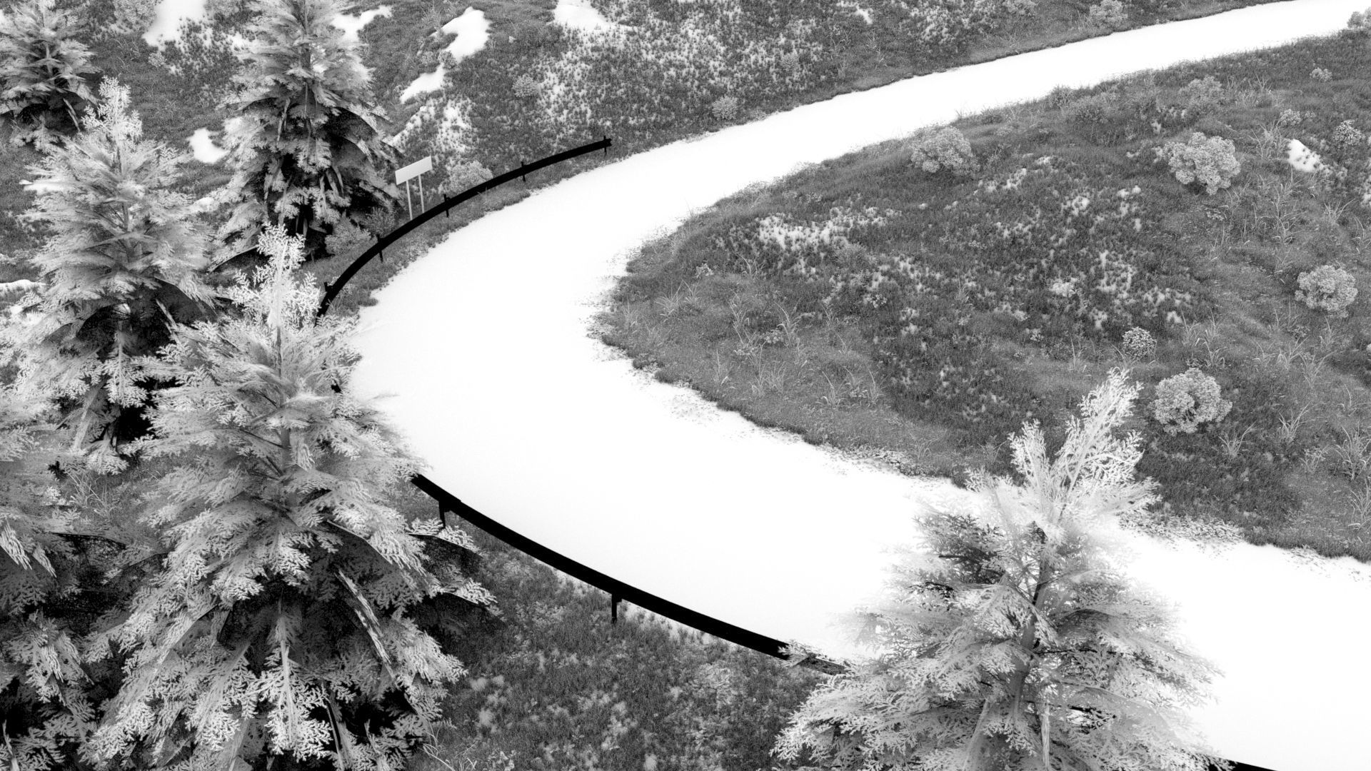 Field uphill highway 3D model_5