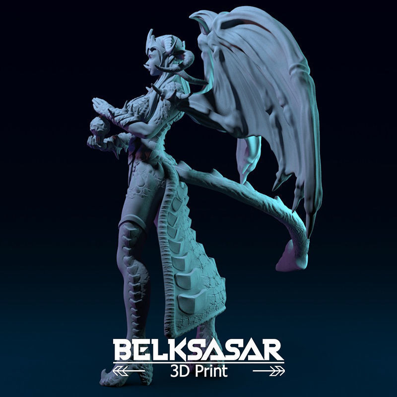 Demoness Mage Normal and Nude 3D print model_9