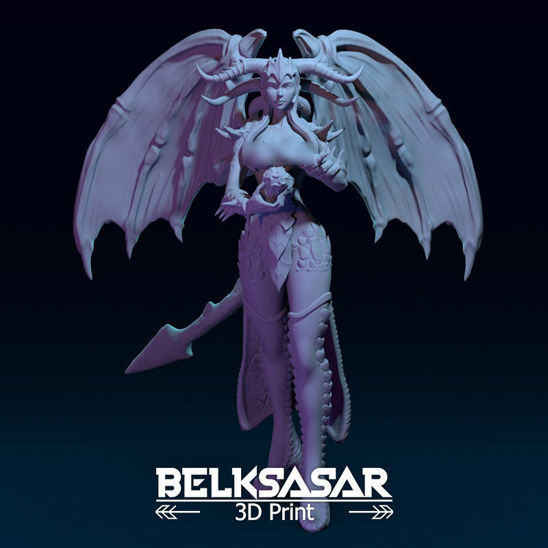 Demoness Mage Normal and Nude 3D print model_4