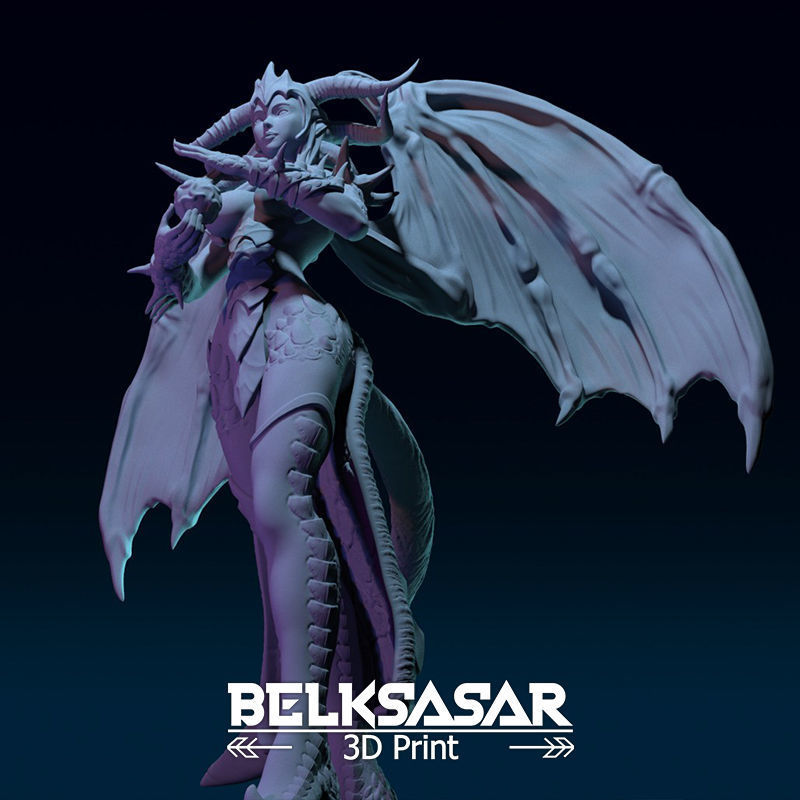 Demoness Mage Normal and Nude 3D print model_29