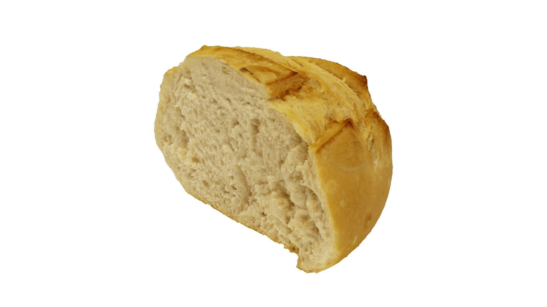 Half a Crusty Round Italian Bread - Extreme Definition Scanned 3D model_3