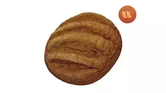 Lithuanian Black Rye Bread - Real-Time Scanned Low-poly 3D model