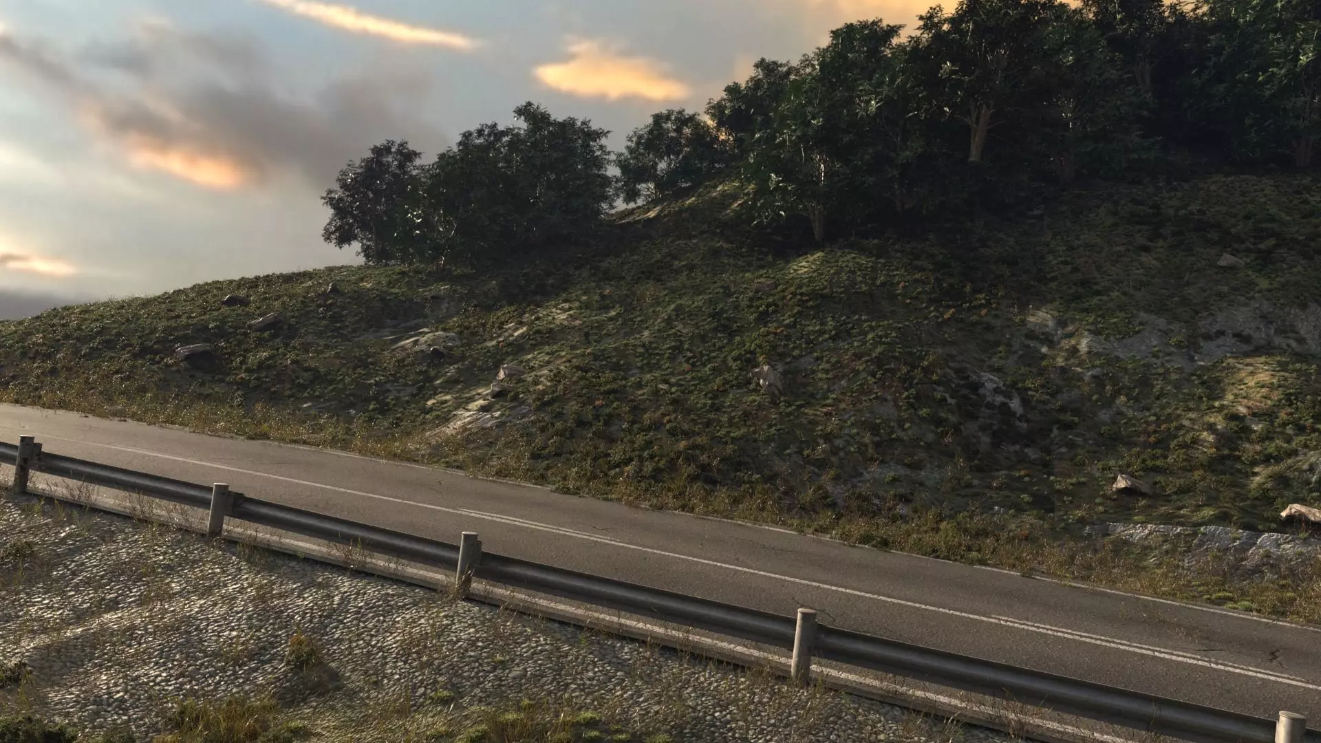 Field uphill highway 3D model_0