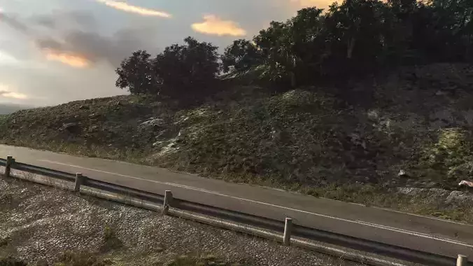 Field uphill highway