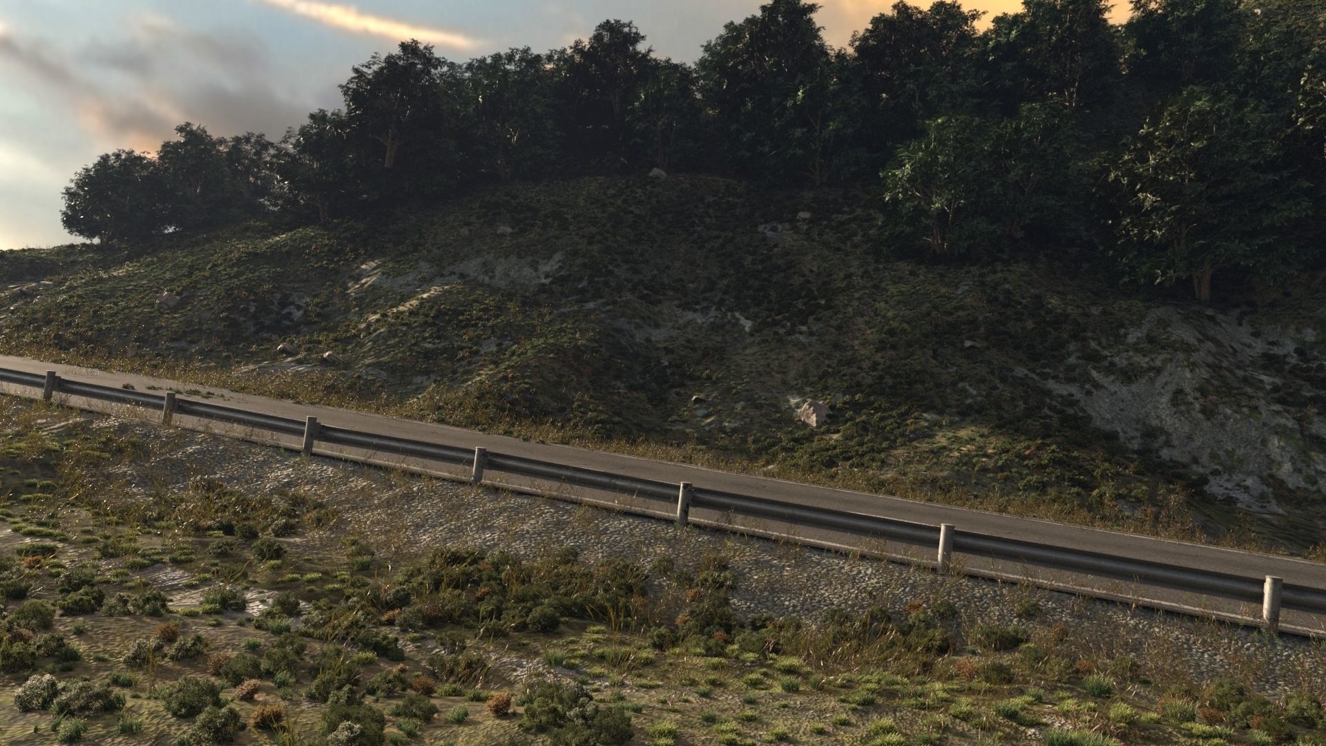 Field uphill highway 3D model_7