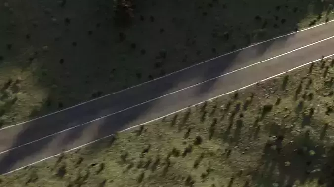 Water road on field uphill