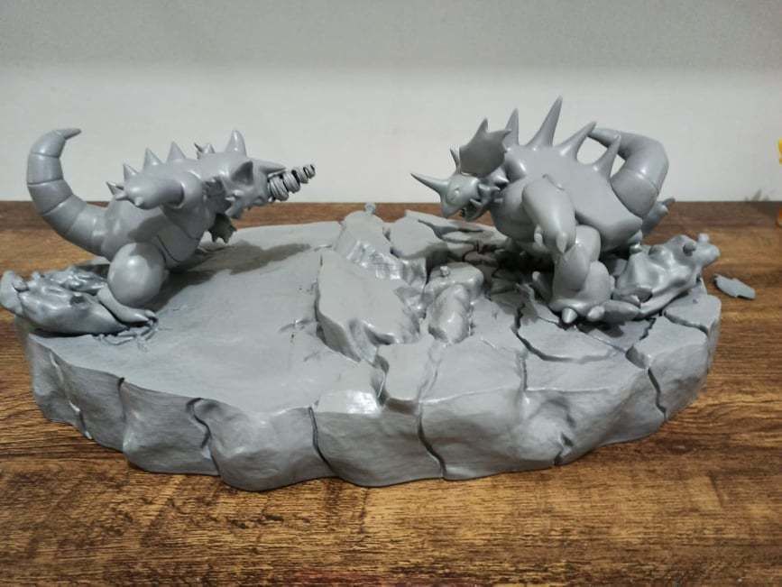 POKEMON BATTLE DIORAMA NIDOKING VS RHYDON 3D print model_8