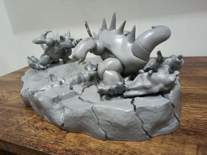 POKEMON BATTLE DIORAMA NIDOKING VS RHYDON 3D print model_9