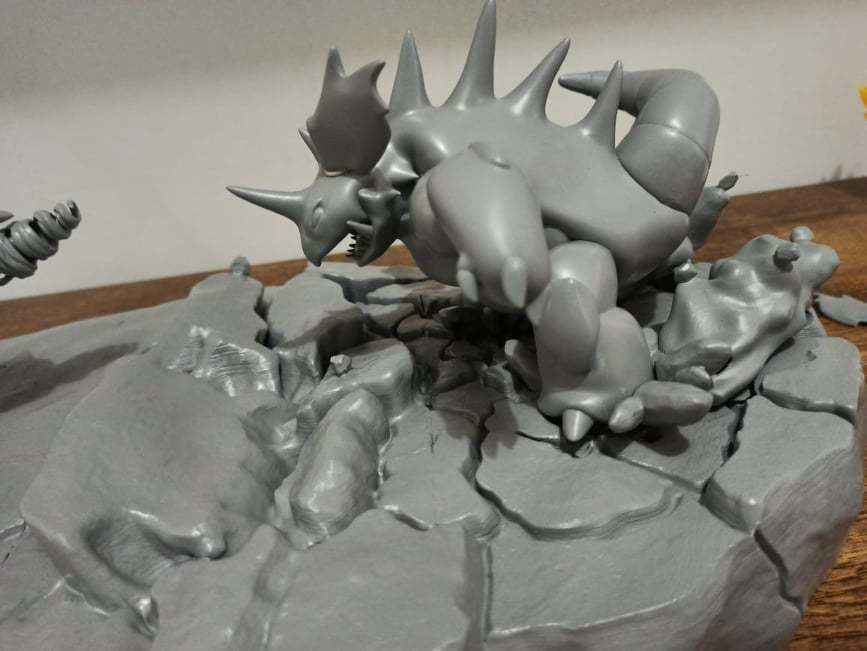 POKEMON BATTLE DIORAMA NIDOKING VS RHYDON 3D print model_11