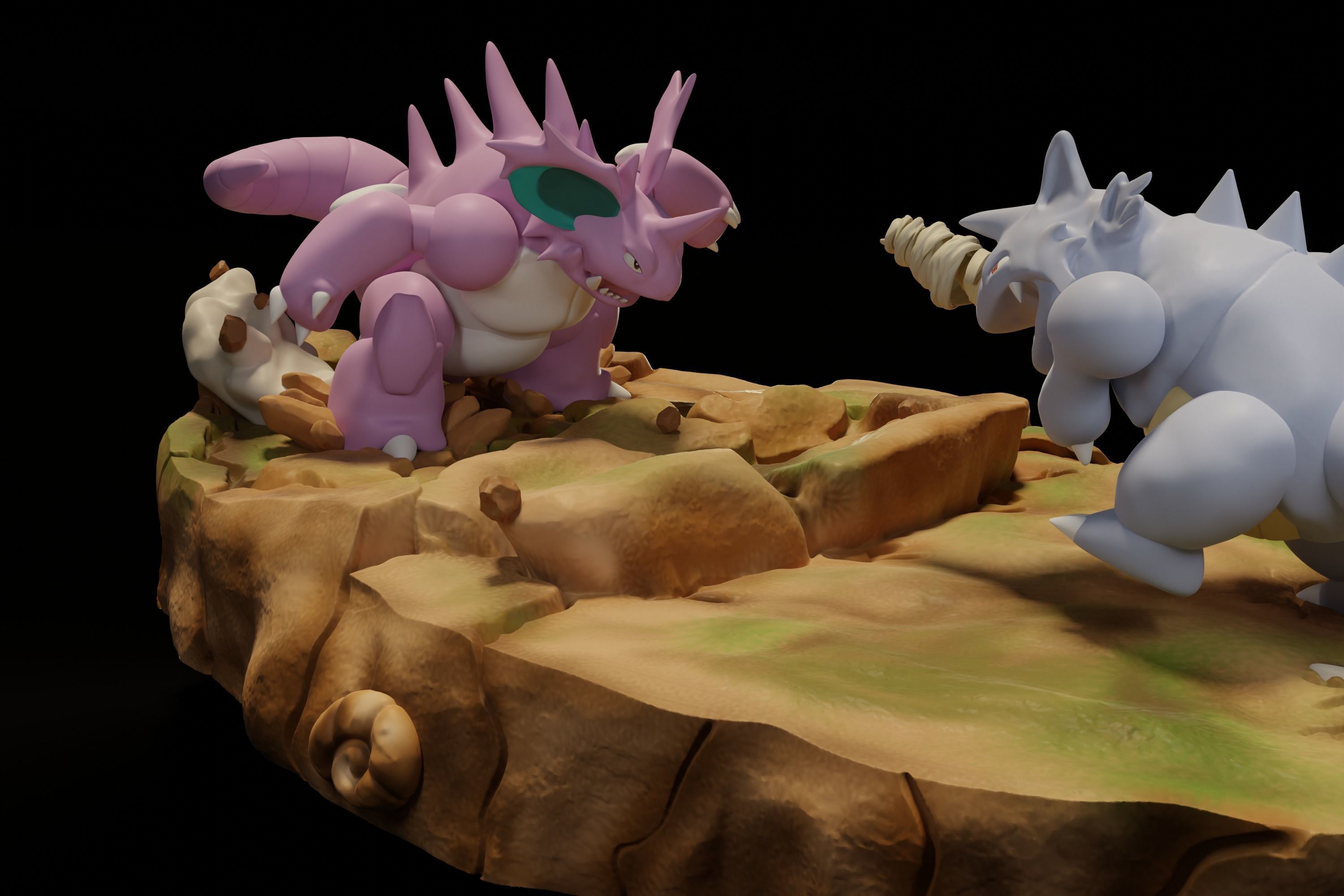 POKEMON BATTLE DIORAMA NIDOKING VS RHYDON 3D print model_5