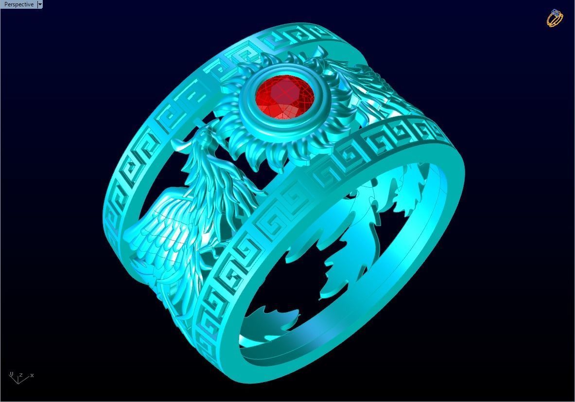 Phoenix ring - Bird ring - N1103 3D print model_4