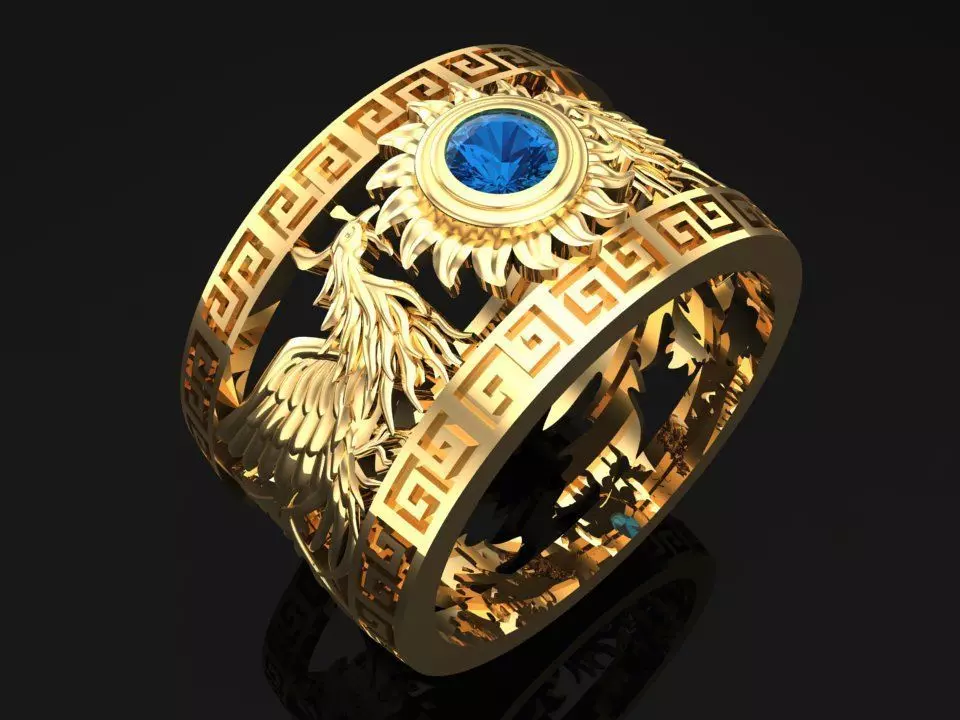 Phoenix ring - Bird ring - N1103 3D print model_0