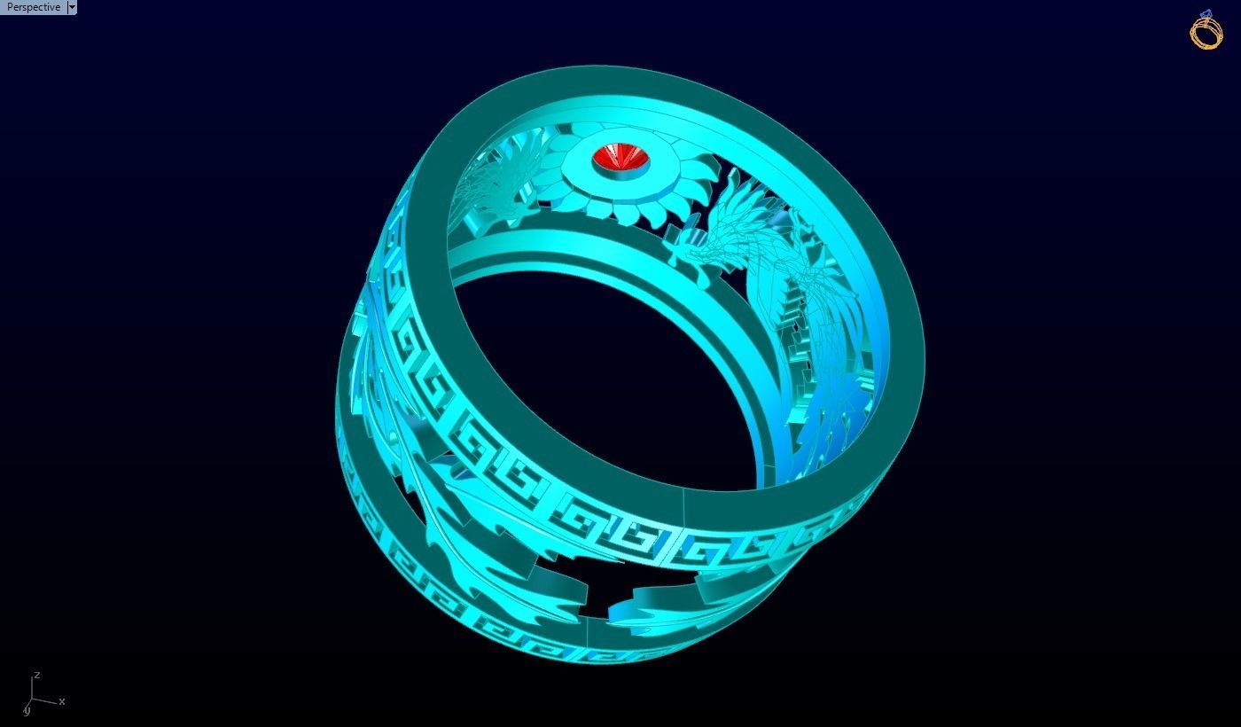 Phoenix ring - Bird ring - N1103 3D print model_7