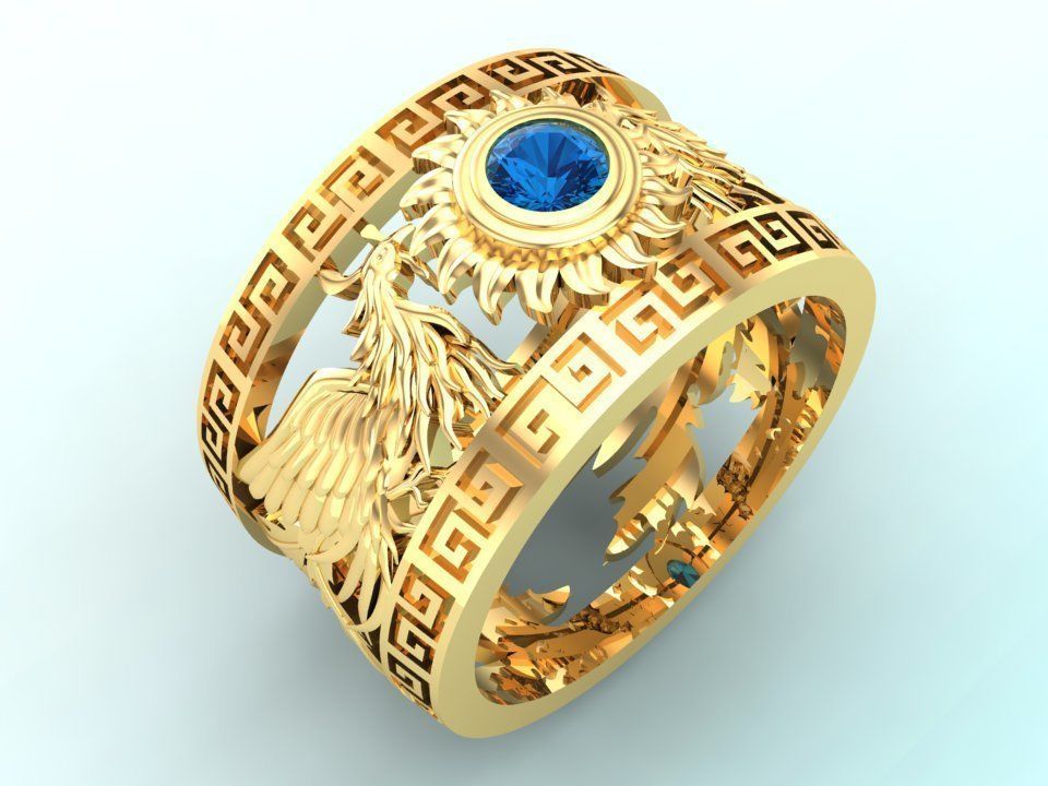 Phoenix ring - Bird ring - N1103 3D print model_2
