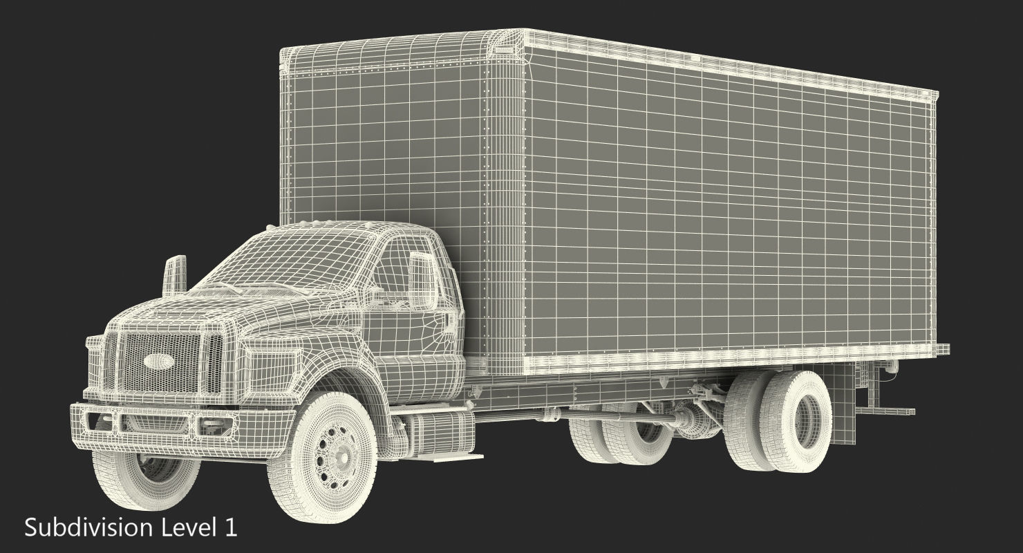 Box Truck Ford 2019 F 650 Simple Interior 3D model_19