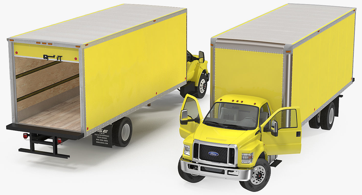 Box Truck Ford 2019 F 650 Simple Interior 3D model_6
