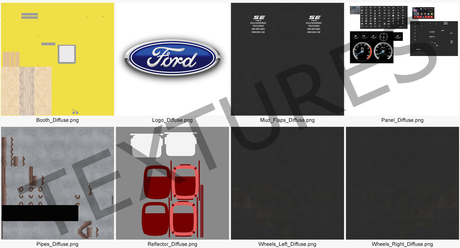 Box Truck Ford 2019 F 650 Simple Interior 3D model_21