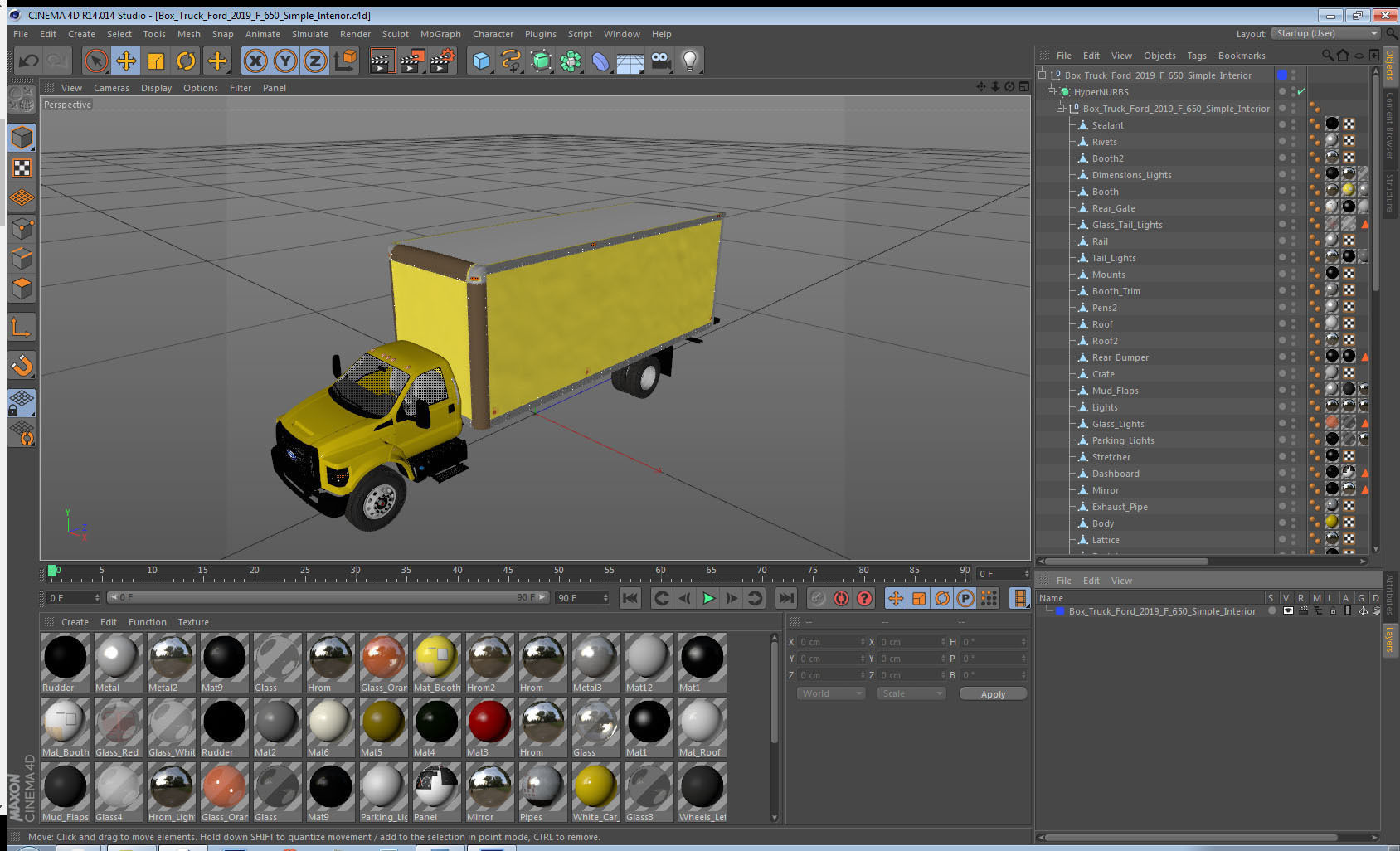 Box Truck Ford 2019 F 650 Simple Interior 3D model_23