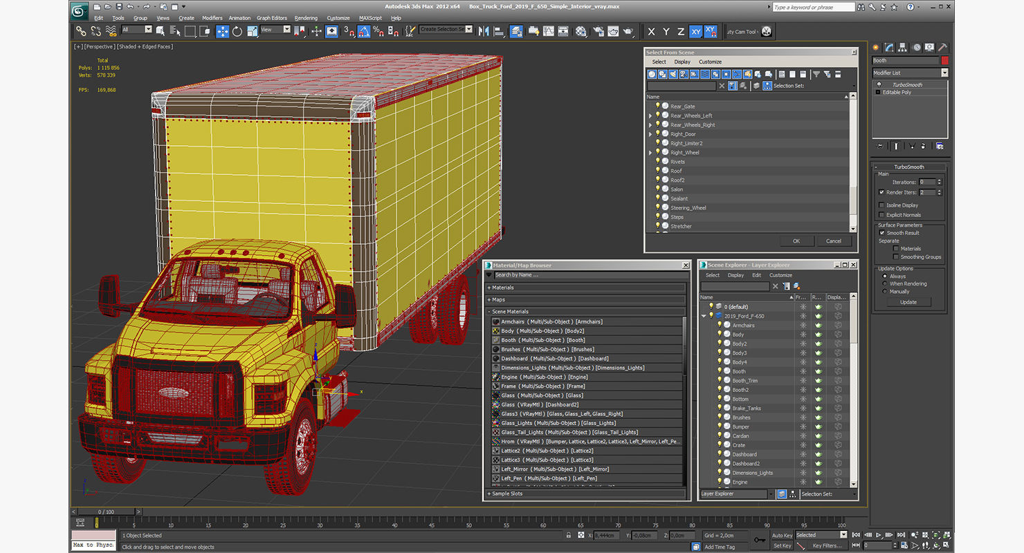 Box Truck Ford 2019 F 650 Simple Interior 3D model_24