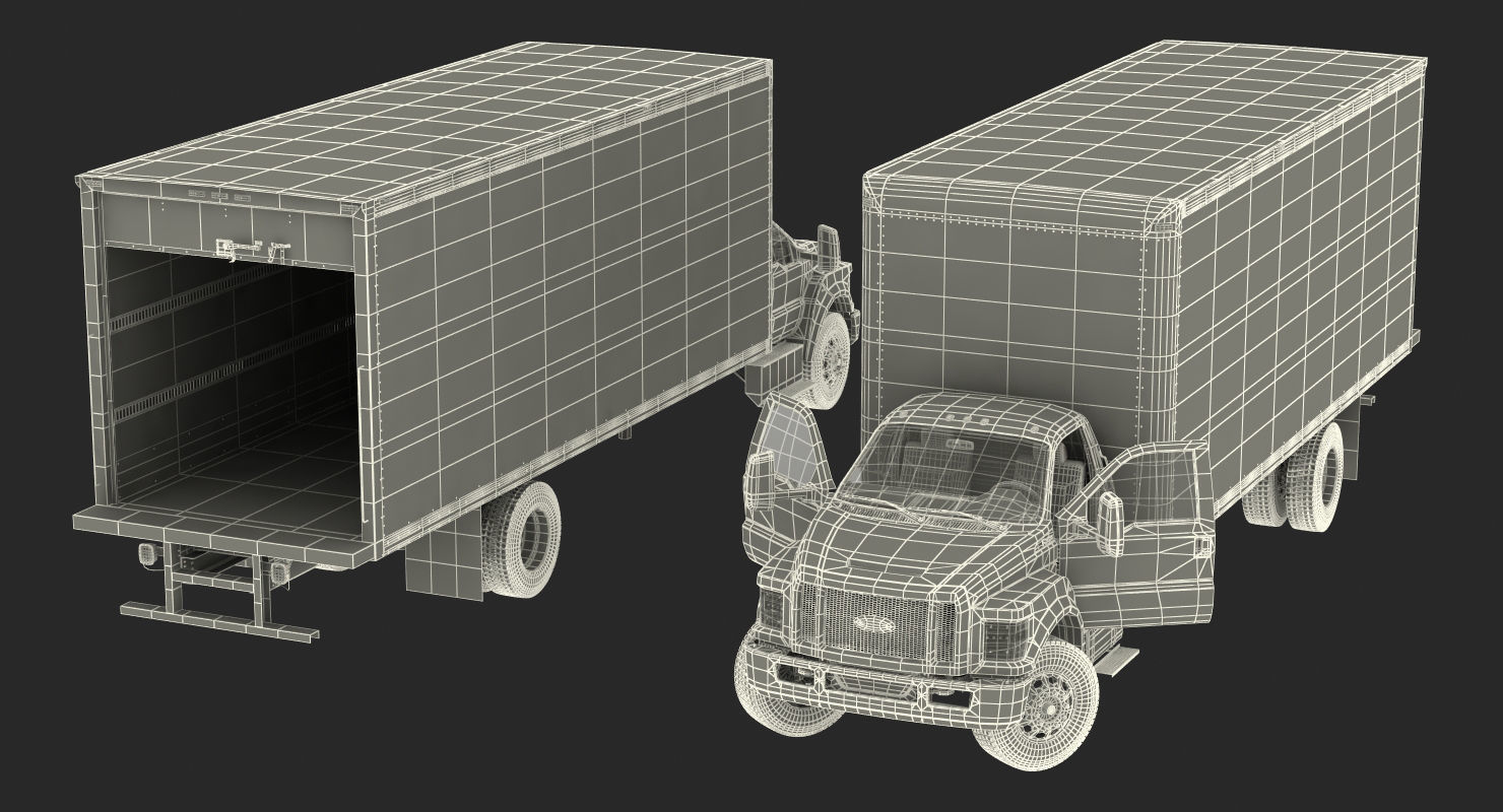 Box Truck Ford 2019 F 650 Simple Interior 3D model_27