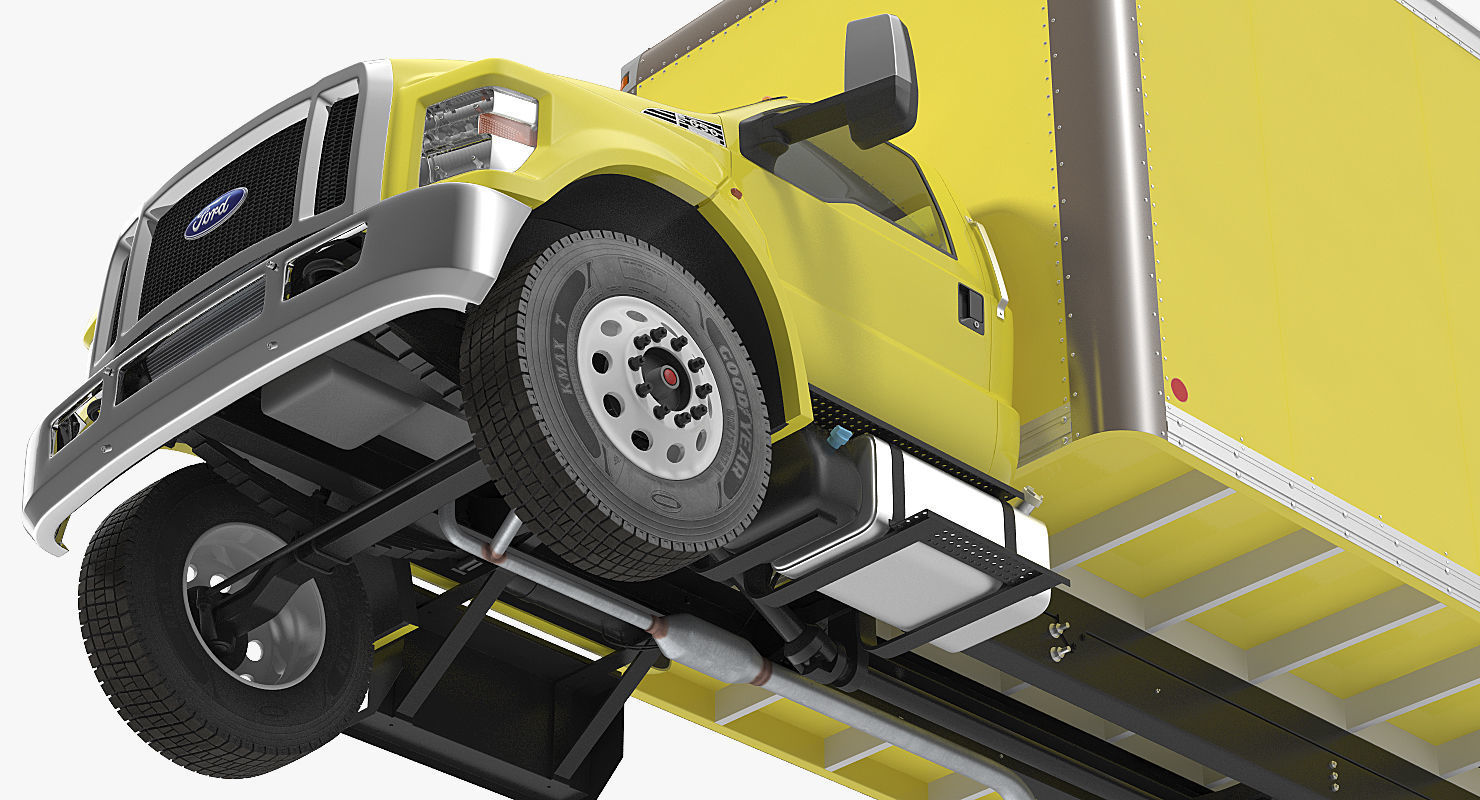 Box Truck Ford 2019 F 650 Simple Interior 3D model_9